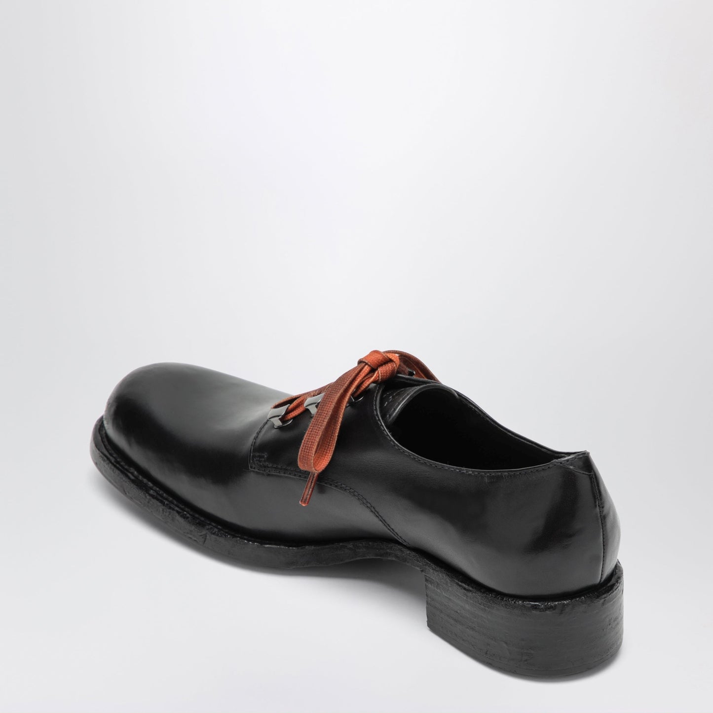Prada Black Aged Leather Lace-Up Shoes Women PRADA