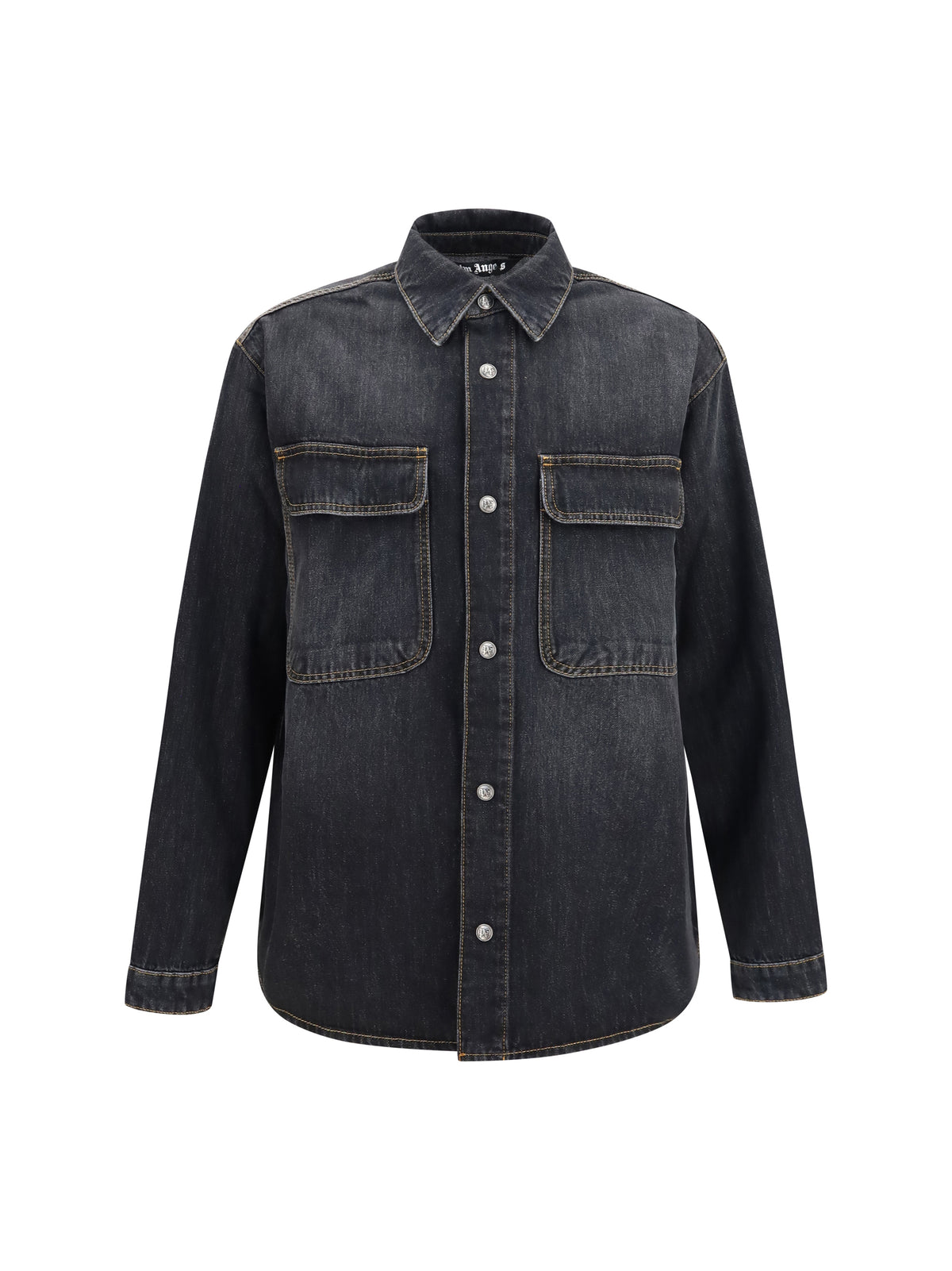 Palm Angels Men Denim Shirt With Back Logo PALM ANGELS