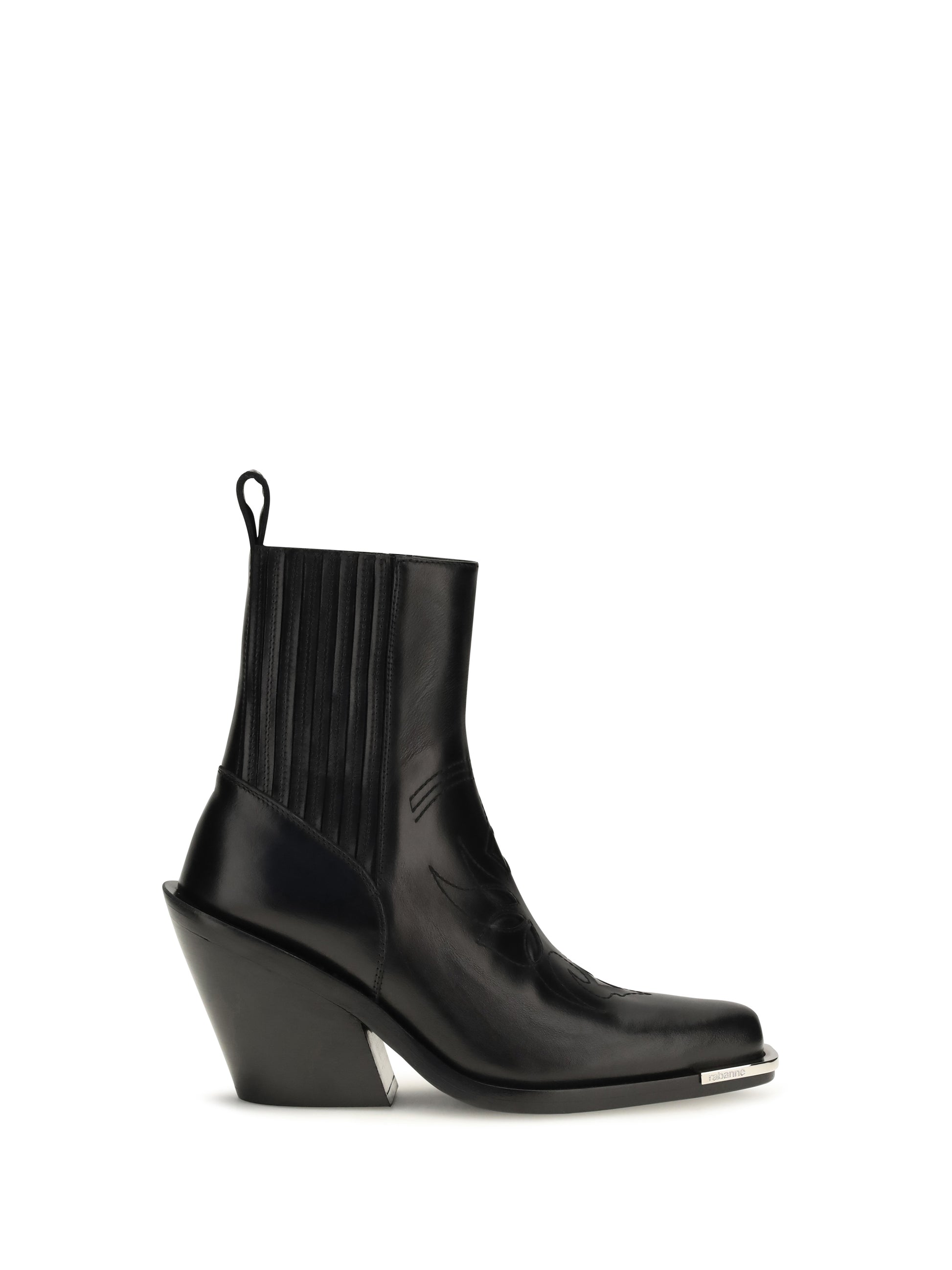 Rabanne Women Leather Cowboy Ankle Boots PACO RABANNE