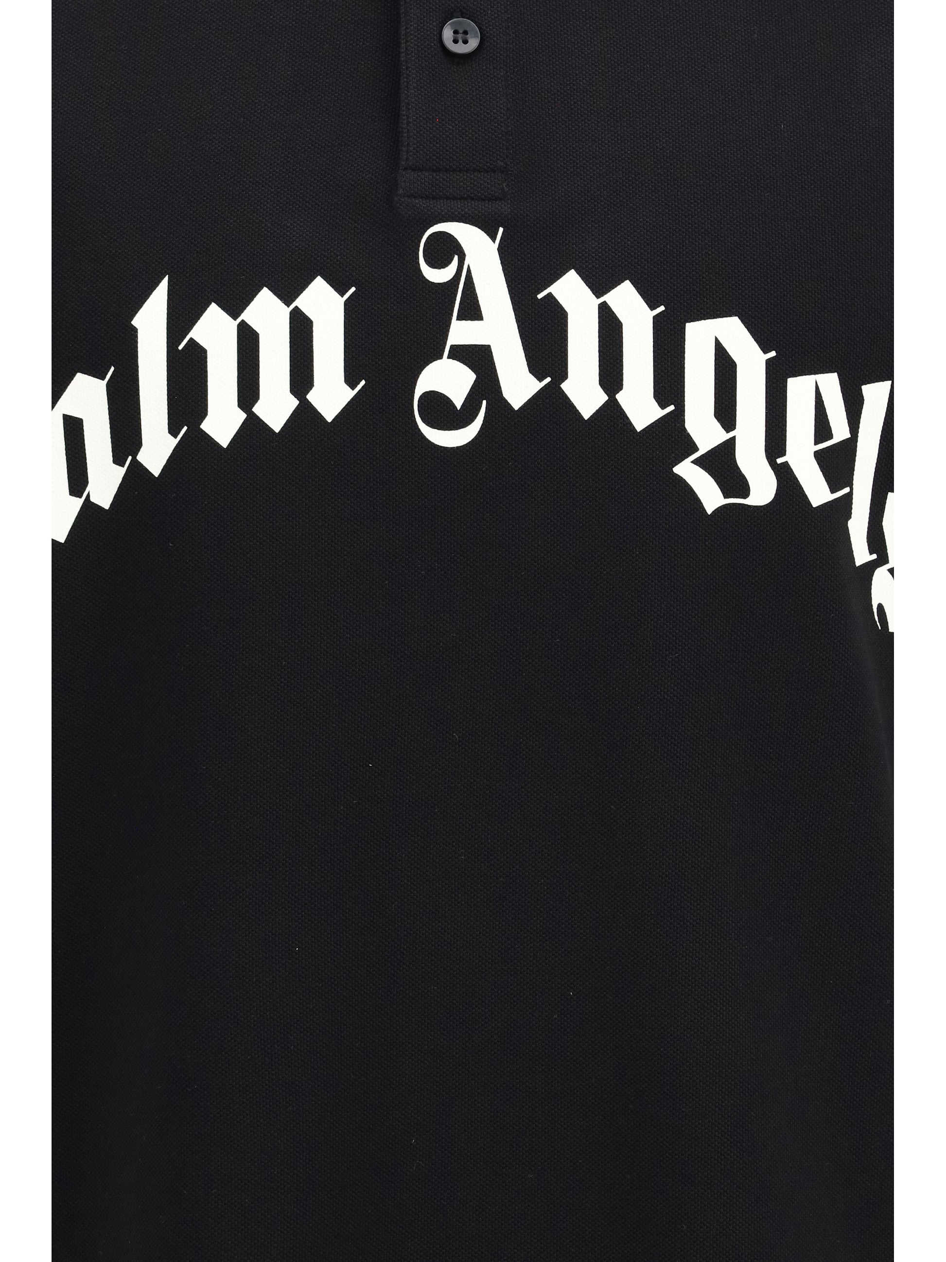 Palm Angels Men Curved Logo Polo PALM ANGELS