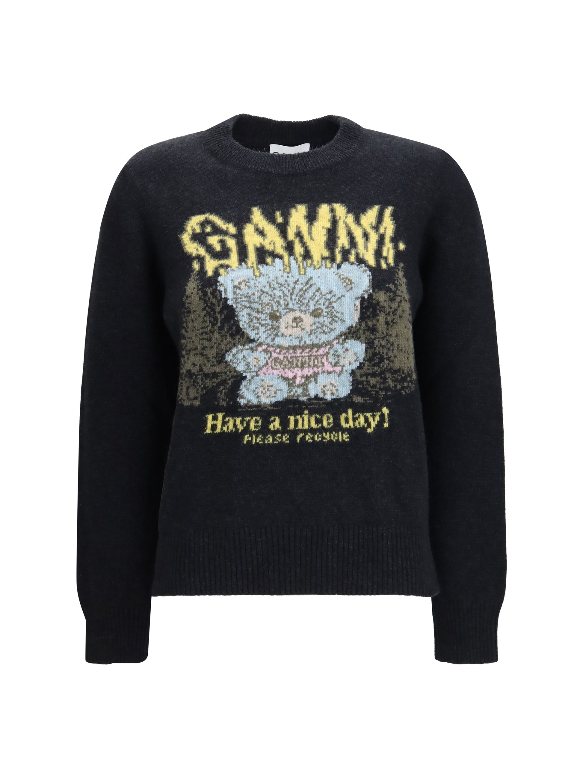 Ganni Women Wool Sweater Forest Teddy GANNI