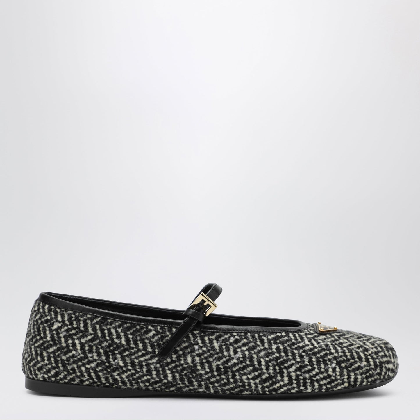 Prada Ballerinas In Fabric With White/Black Pattern Women PRADA
