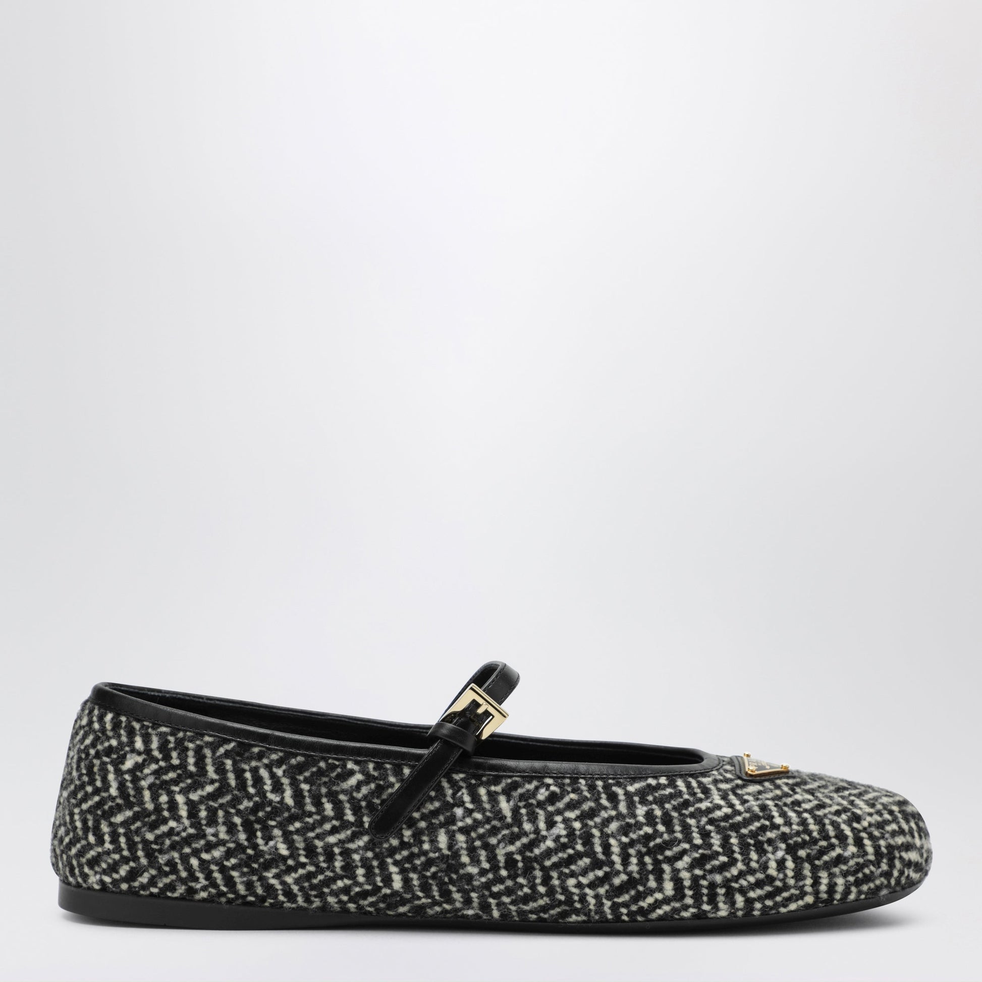 Prada Ballerinas In Fabric With White/Black Pattern Women PRADA