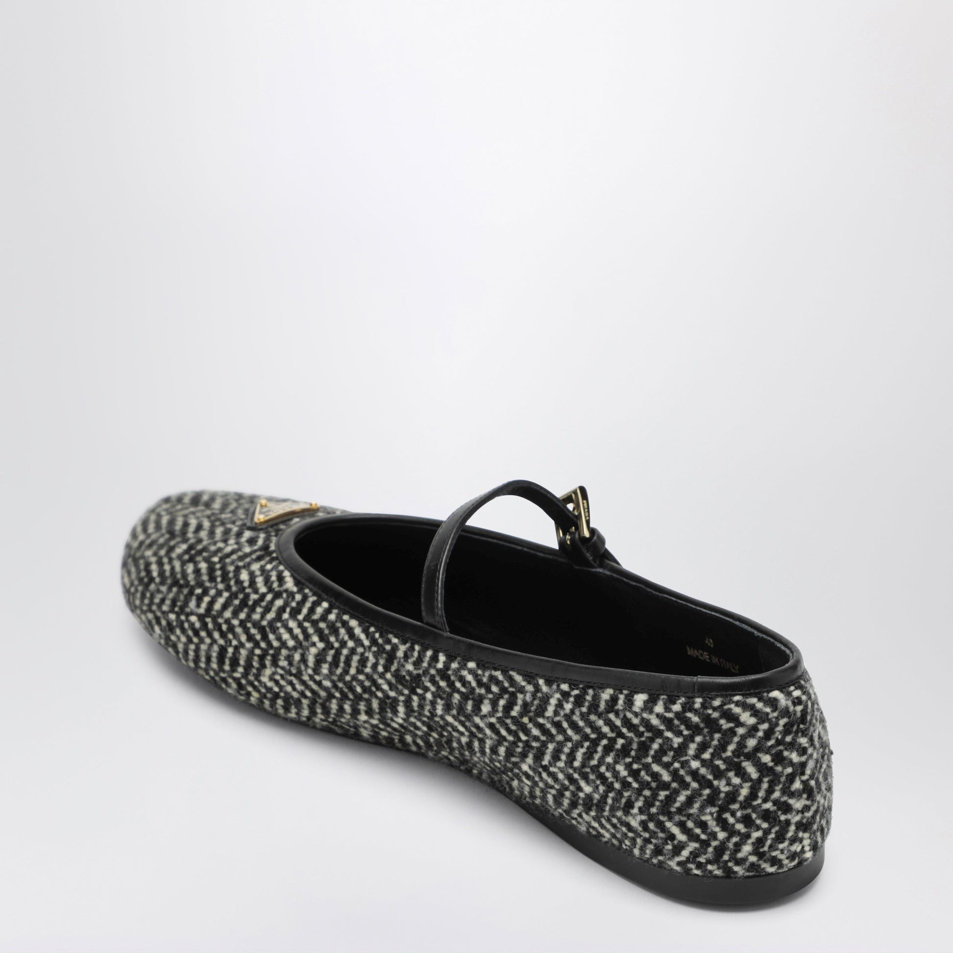 Prada Ballerinas In Fabric With White/Black Pattern Women PRADA