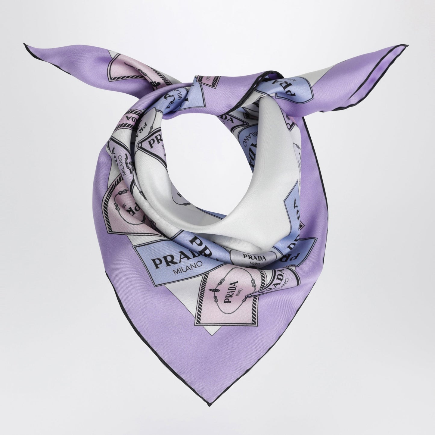 Prada Printed Silk Twill Scarf 55 Wisteria Women PRADA