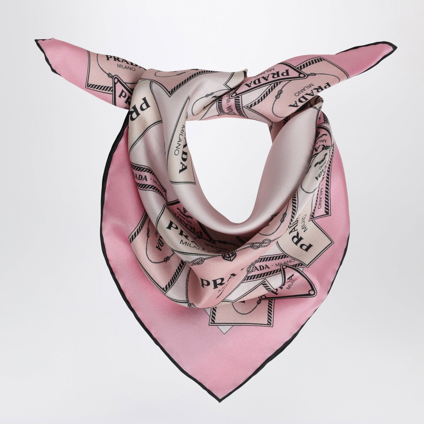 Prada Printed Silk Twill Scarf 55 Pink Women PRADA
