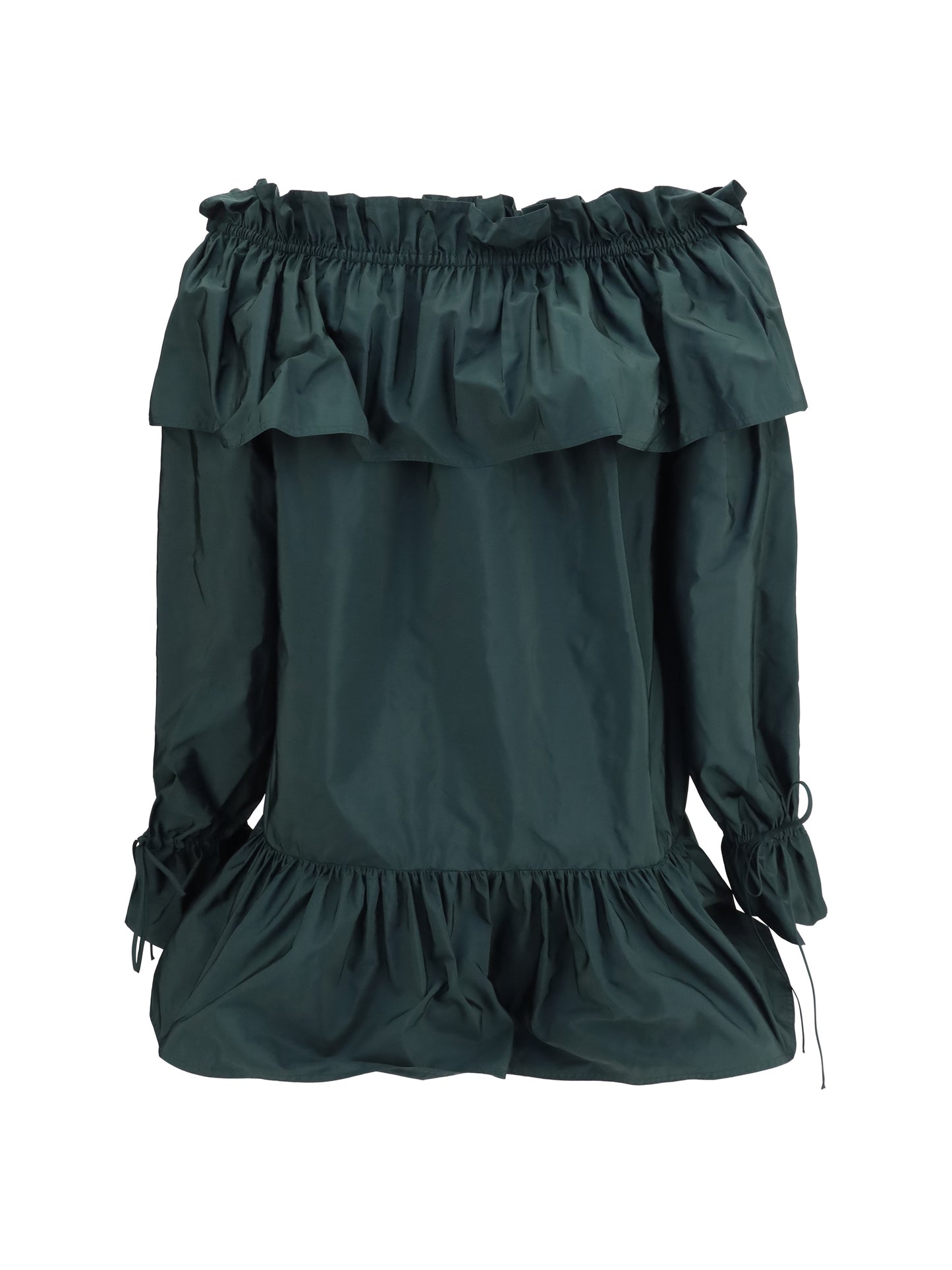 Saint Laurent Women Ruffled Nylon Poplin Dress SAINT LAURENT