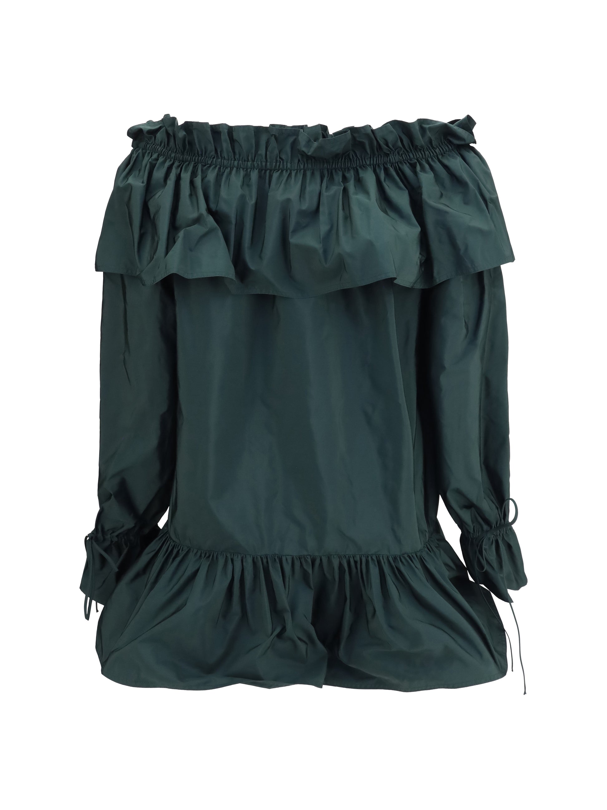 Saint Laurent Women Ruffled Nylon Poplin Dress SAINT LAURENT