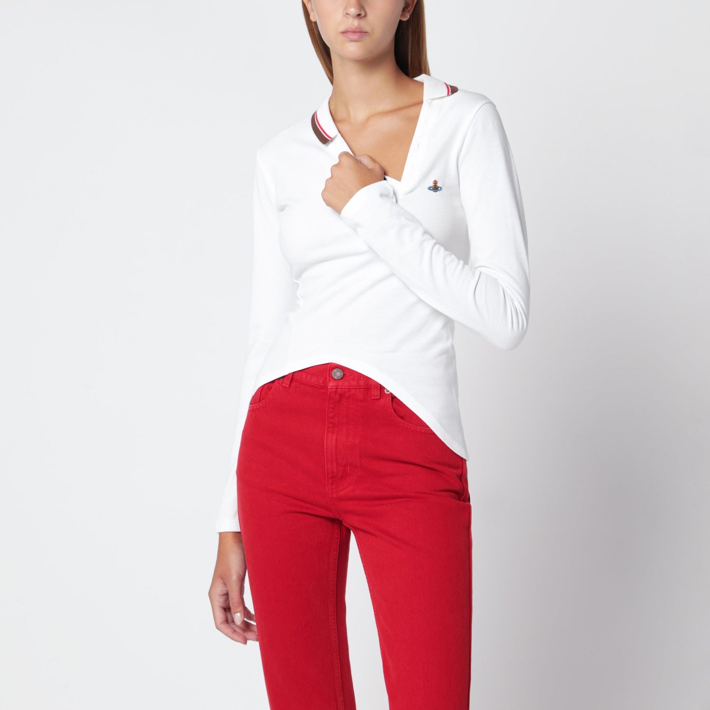Vivienne Westwood Glory White Cotton Polo Shirt Women VIVIENNE WESTWOOD