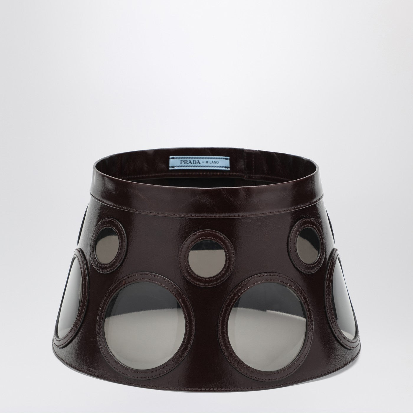 Prada Visor Brown In Leather And Plexiglass Women PRADA