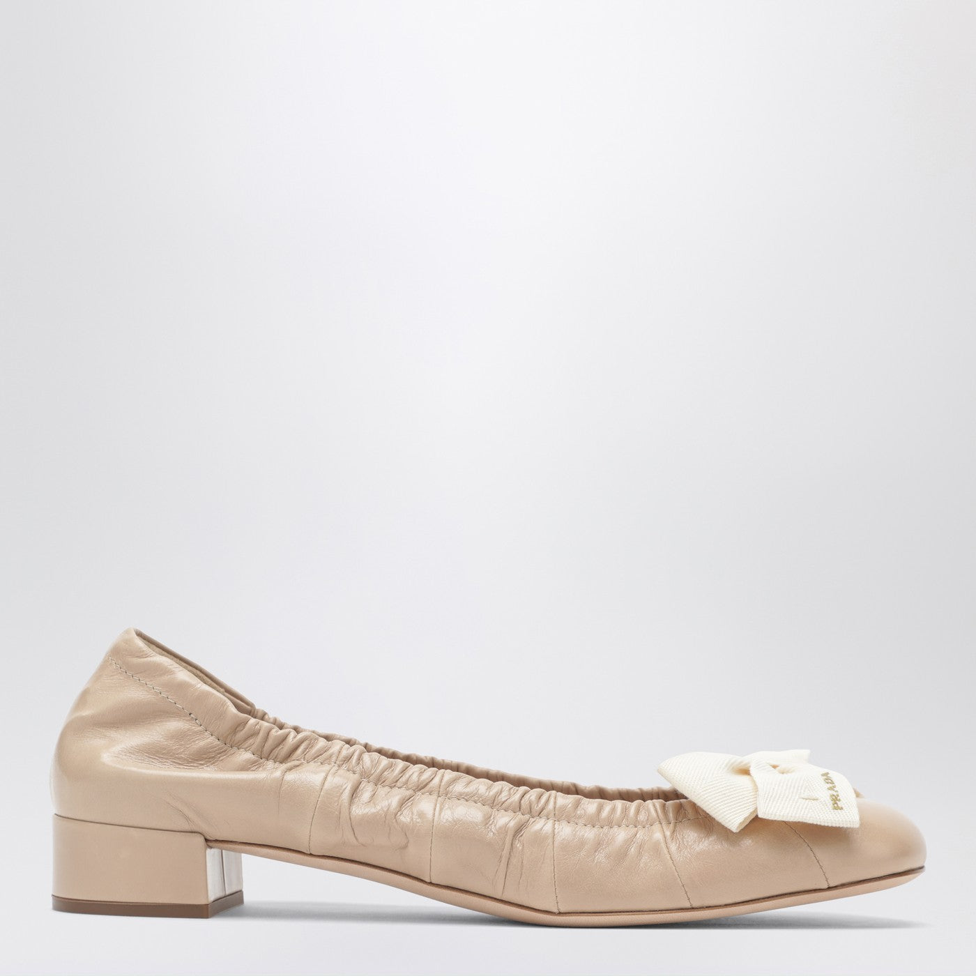 Prada Sand-Colored Ballerina Flats With Maxi Bow Women PRADA