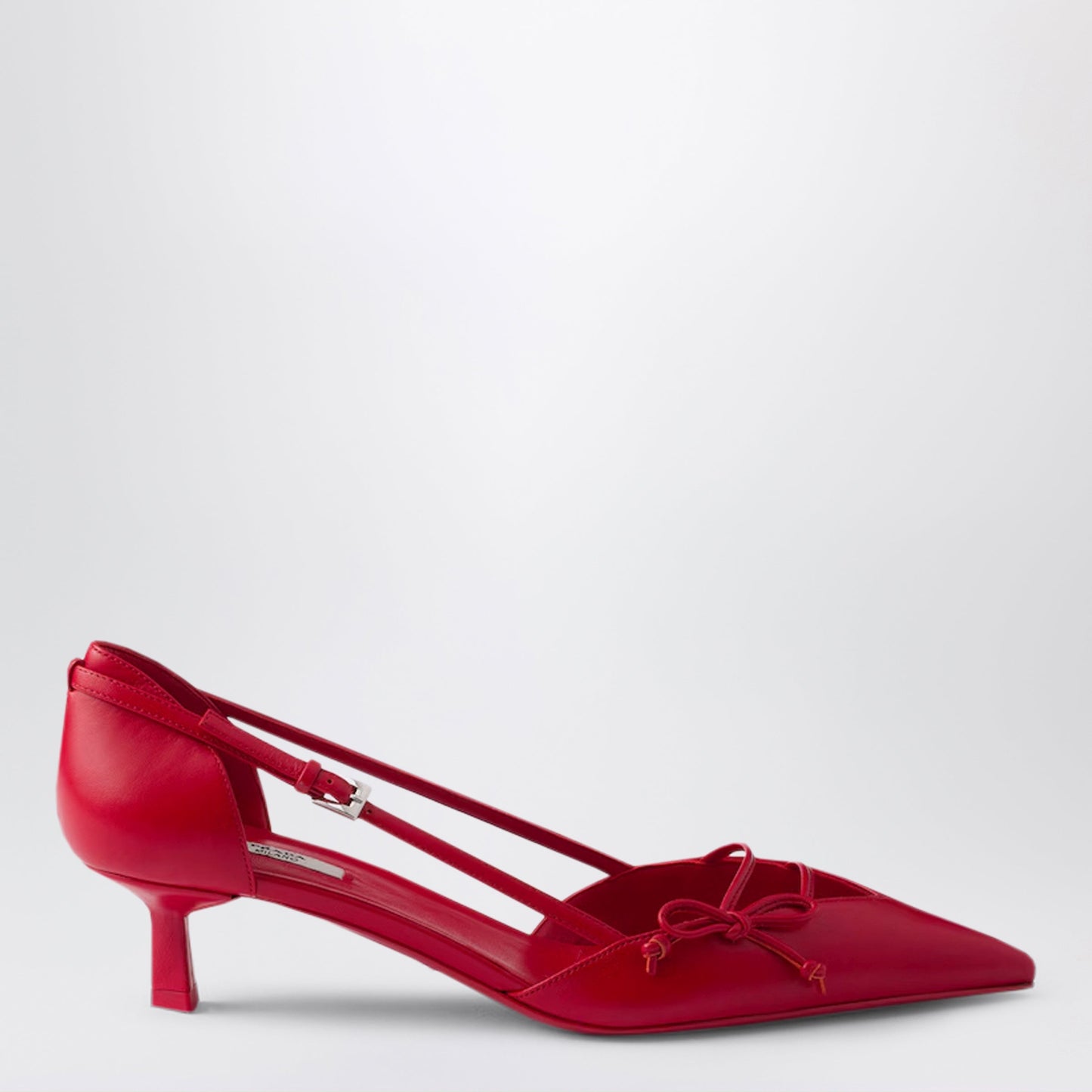 Prada Red Leather Side-Open Pumps Women PRADA