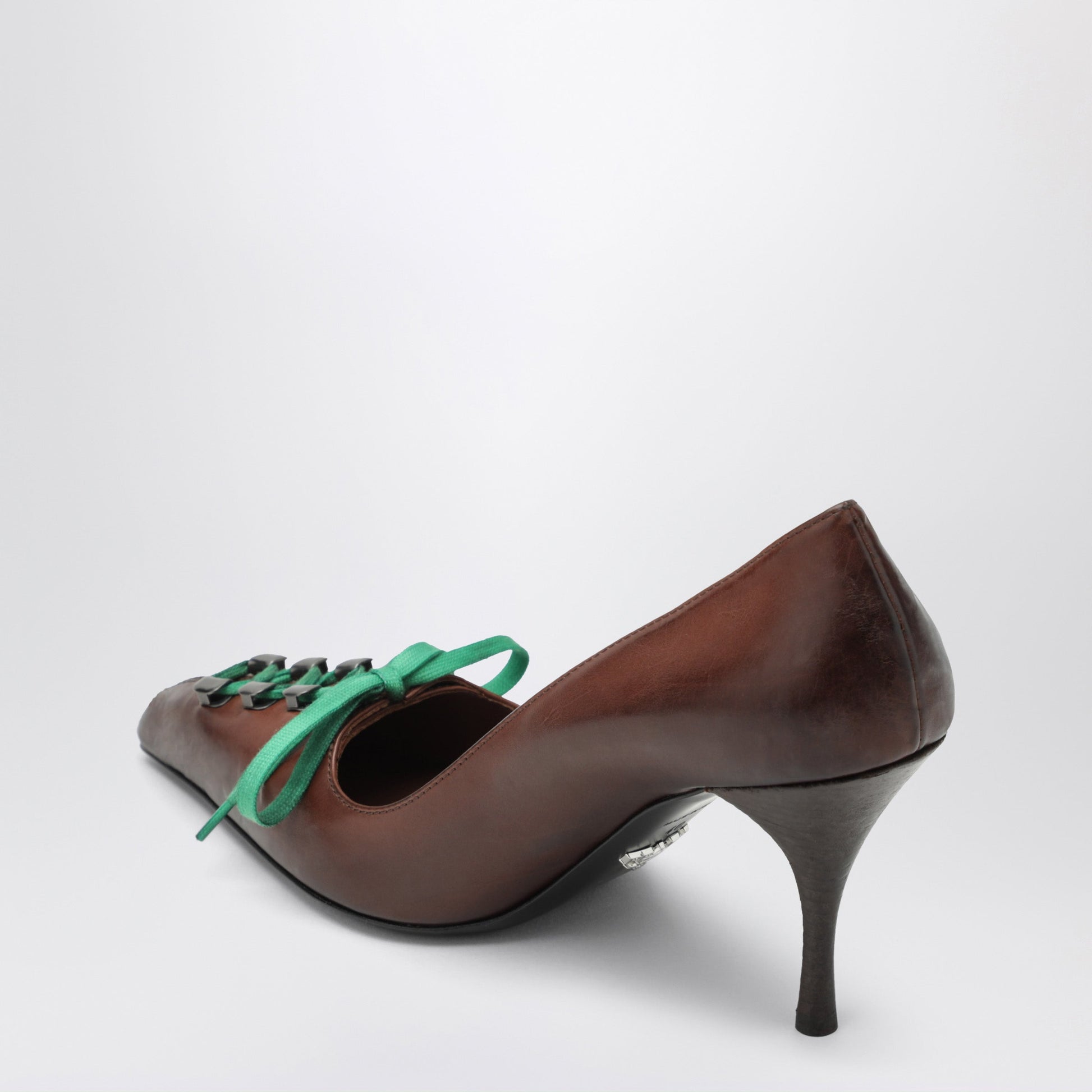 Prada Cacao Pumps In Antiqued-Effect Leather Women PRADA