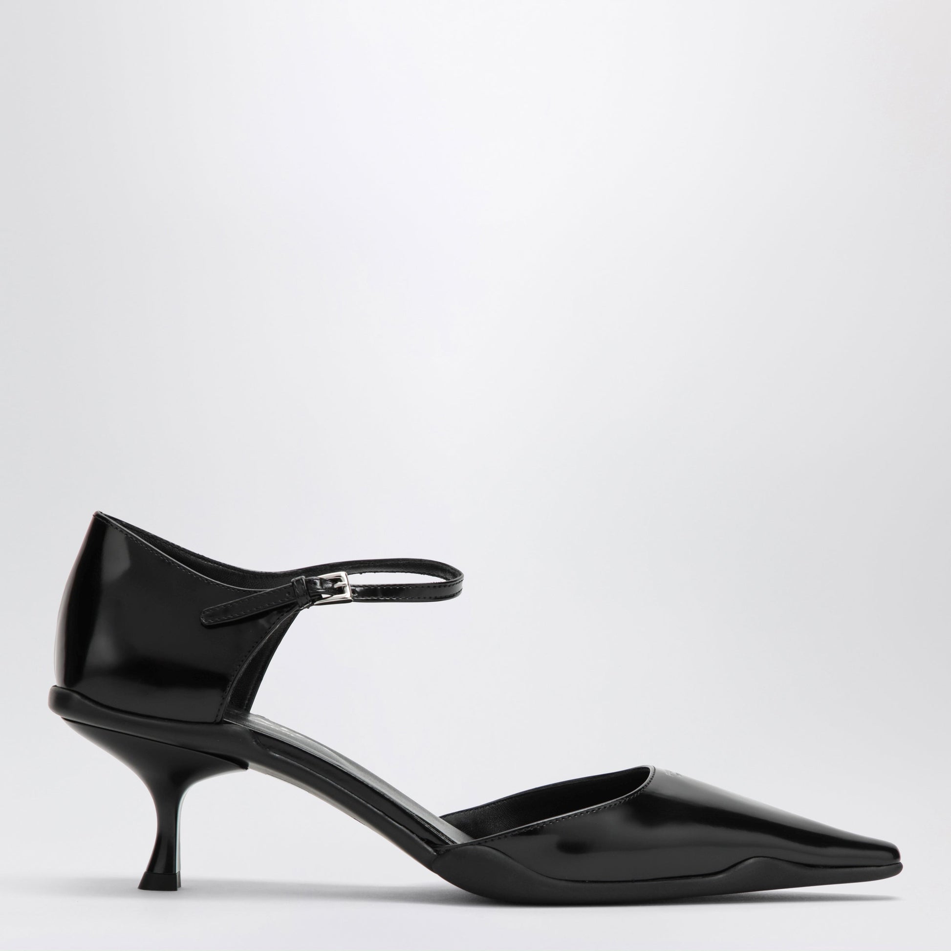 Prada Black Brushed Leather Side-Open Pumps Women PRADA