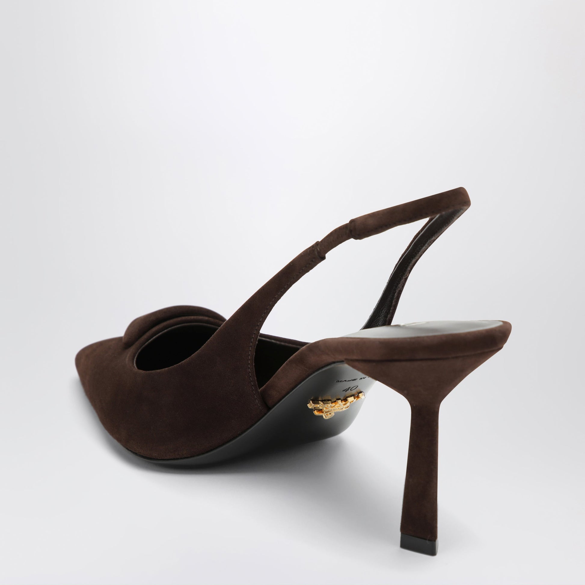 Prada Dark Brown Suede Slingback Pumps Women PRADA