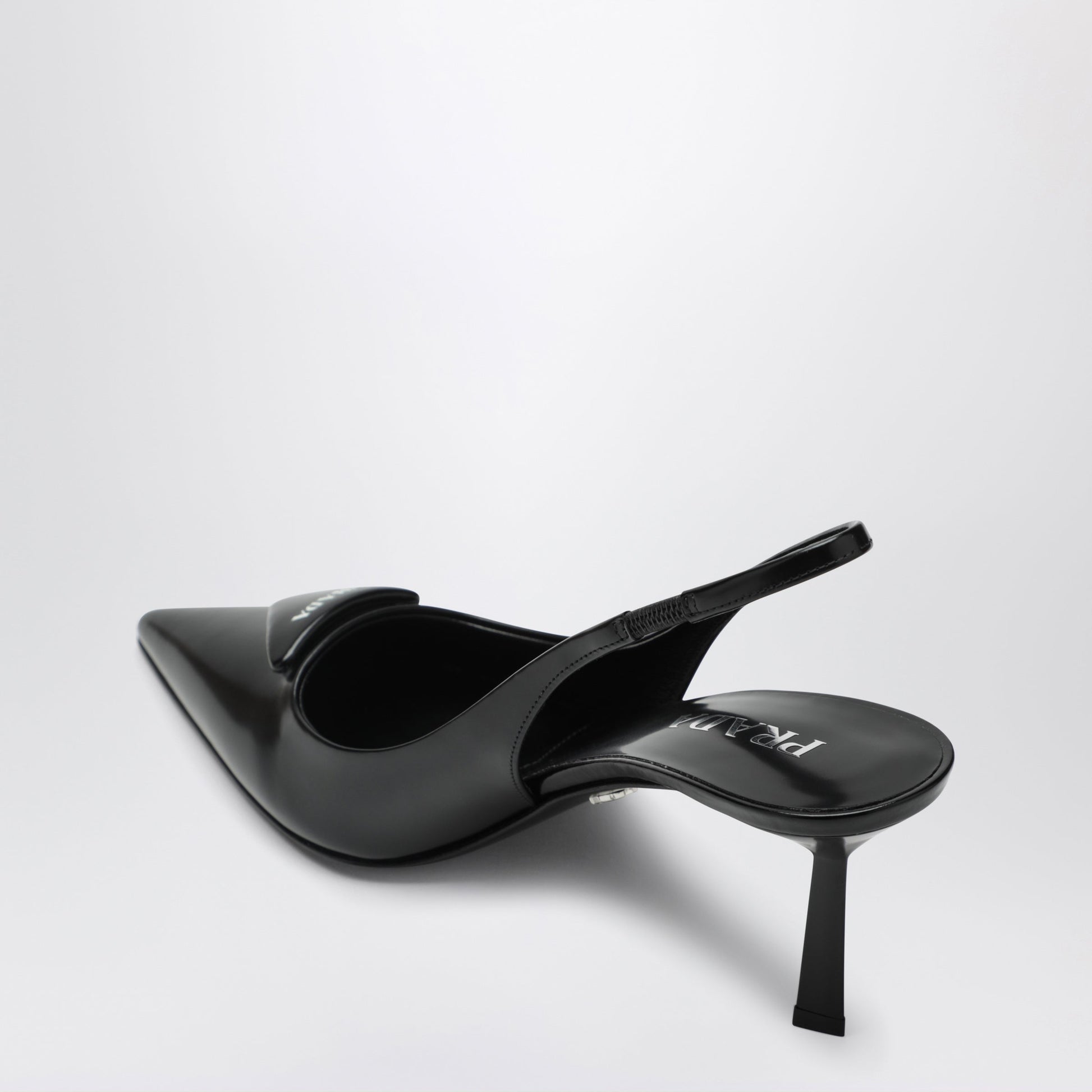 Prada Slingback Pumps In Black Brushed Leather Women PRADA