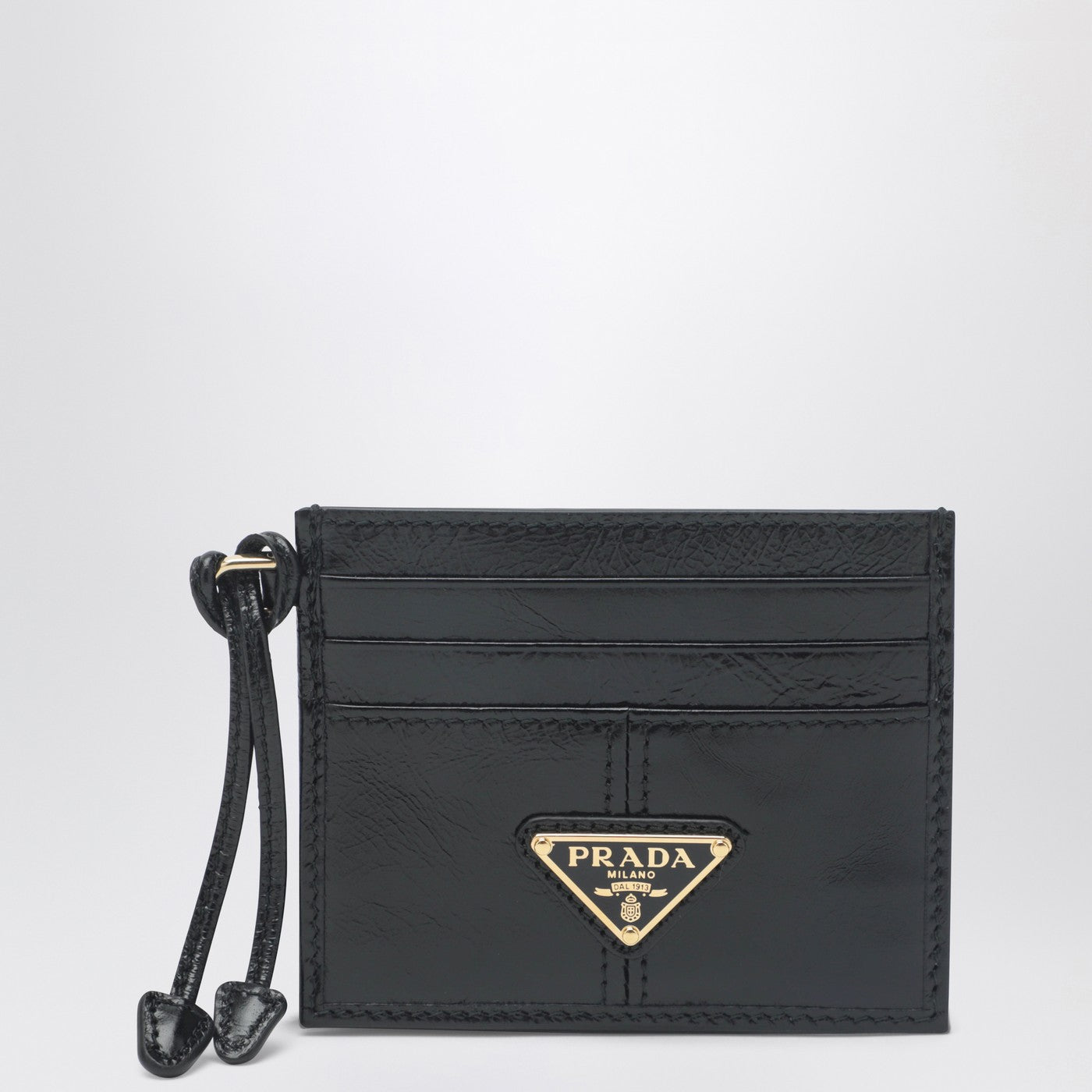 Prada Black Leather Card Holder With Triangle Logo Women PRADA