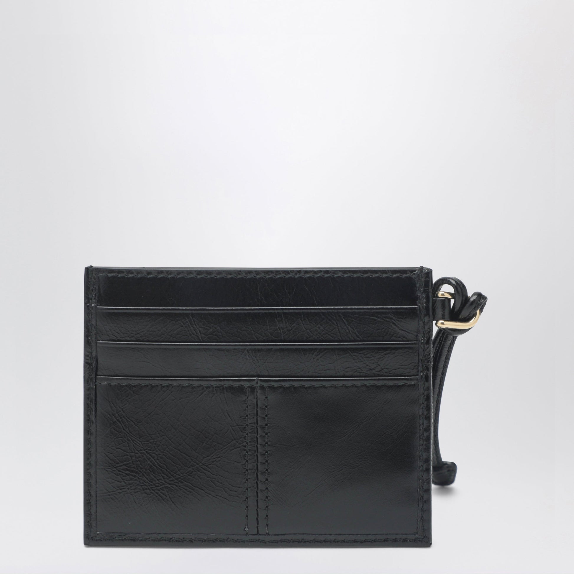 Prada Black Leather Card Holder With Triangle Logo Women PRADA