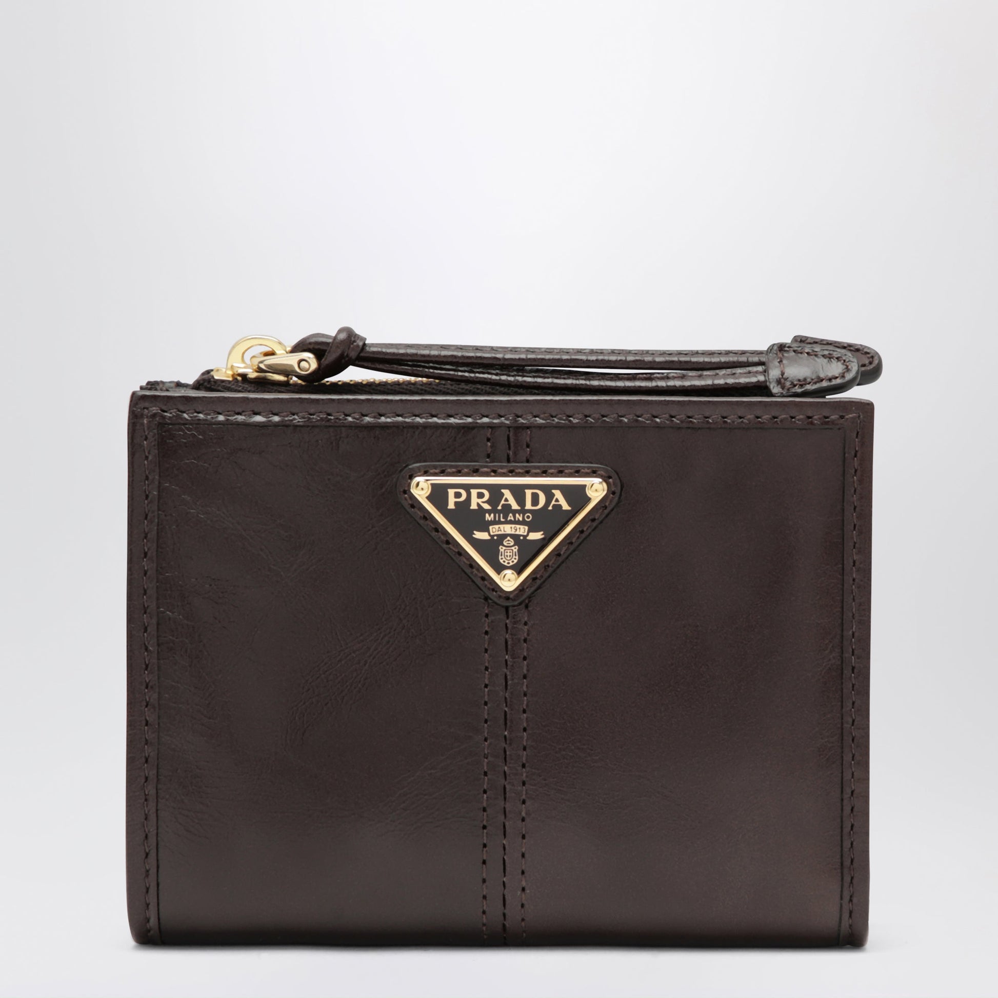 Prada Small Dark Brown Leather Wallet Women PRADA
