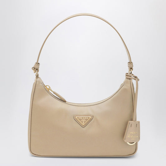 Prada Mini Re-Edition 2005 Bag In Camel Re-Nylon And Saffiano Women