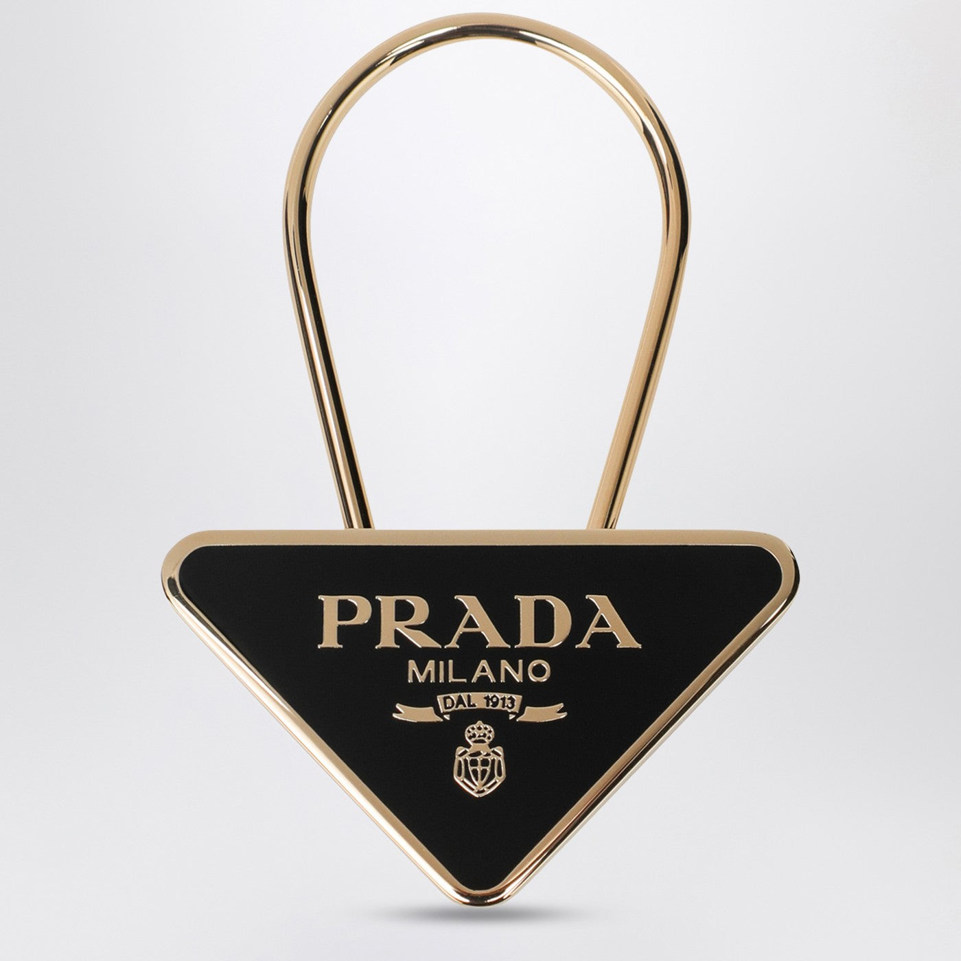 Prada Black/Gold Enamelled Metal Key Ring Women PRADA