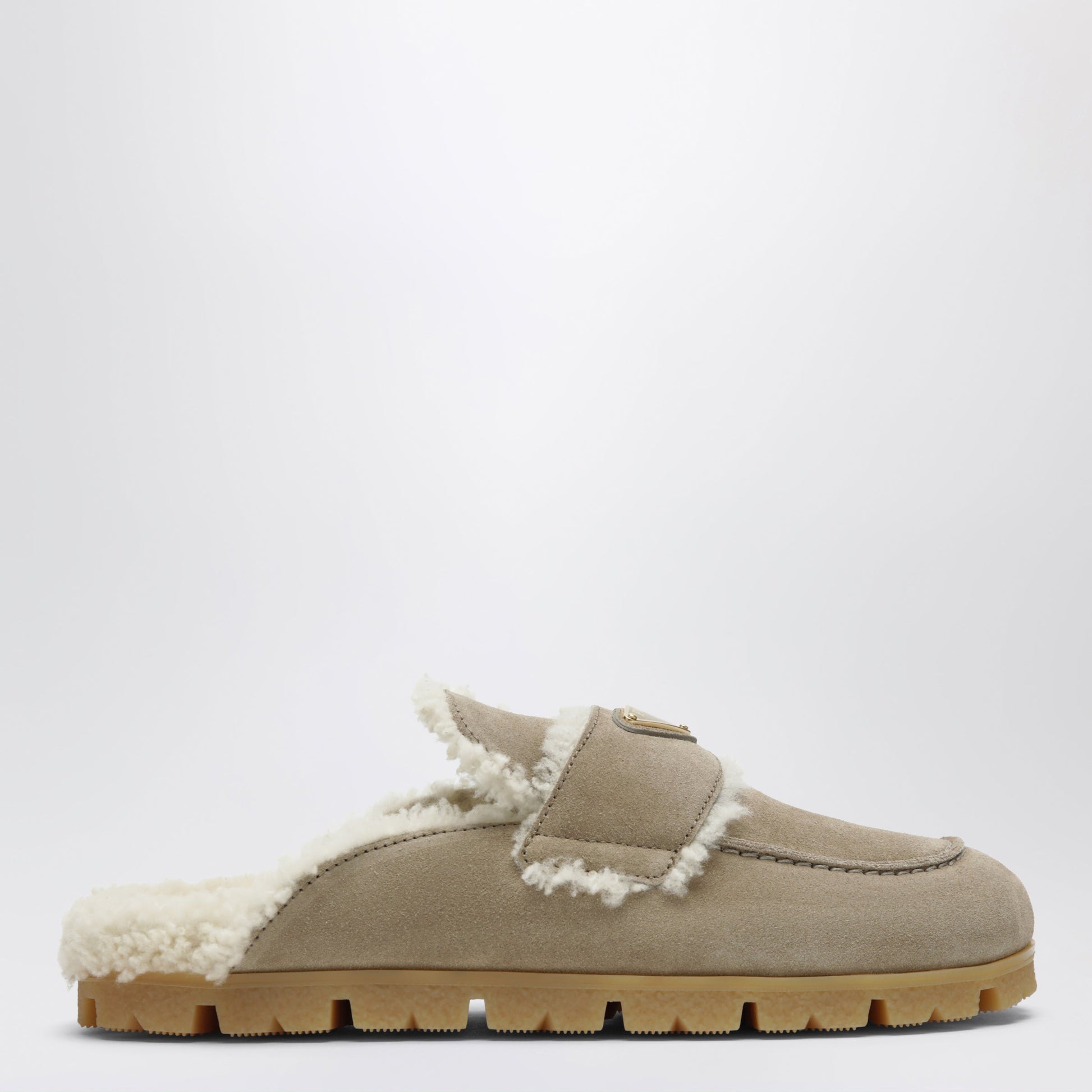 Prada Suede And Shearling Mules In Desert Women PRADA