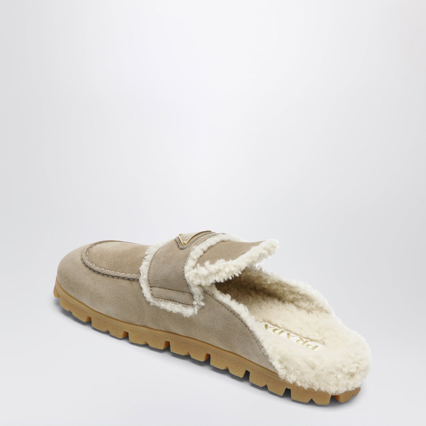Prada Suede And Shearling Mules In Desert Women PRADA