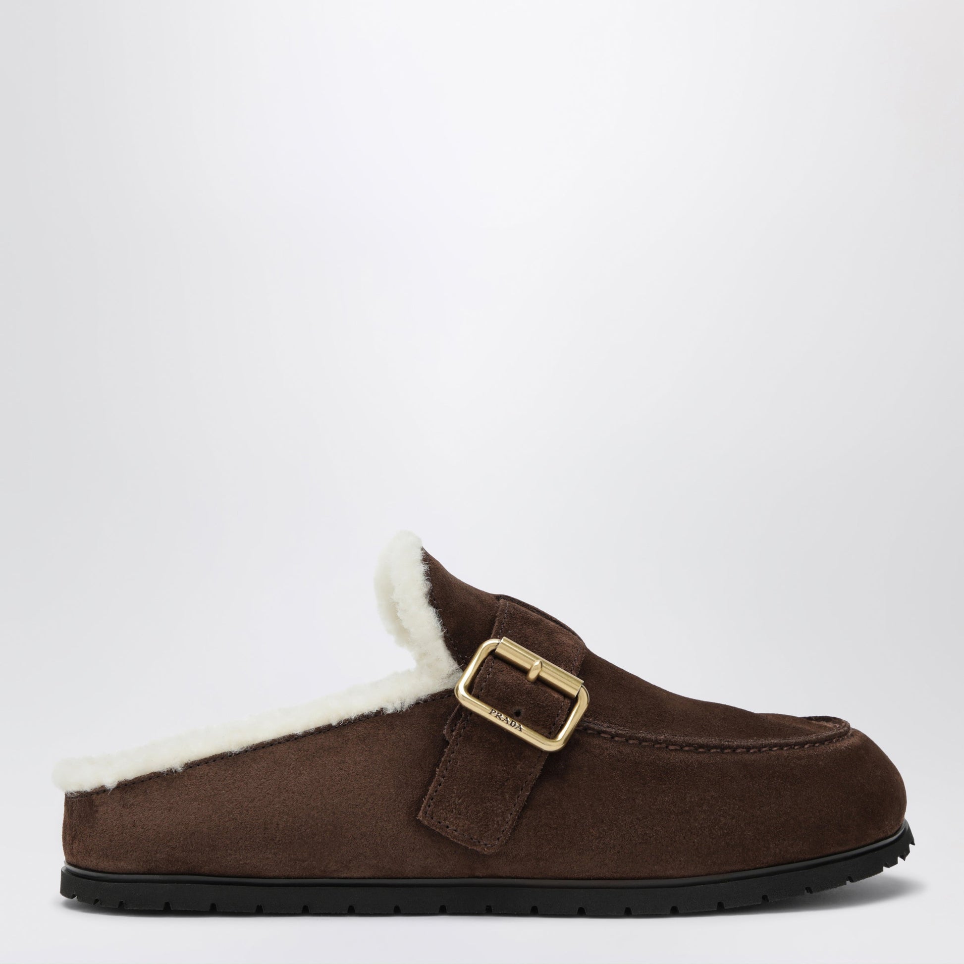 Prada Moro Suede Clogs With Shearling Lining Women PRADA