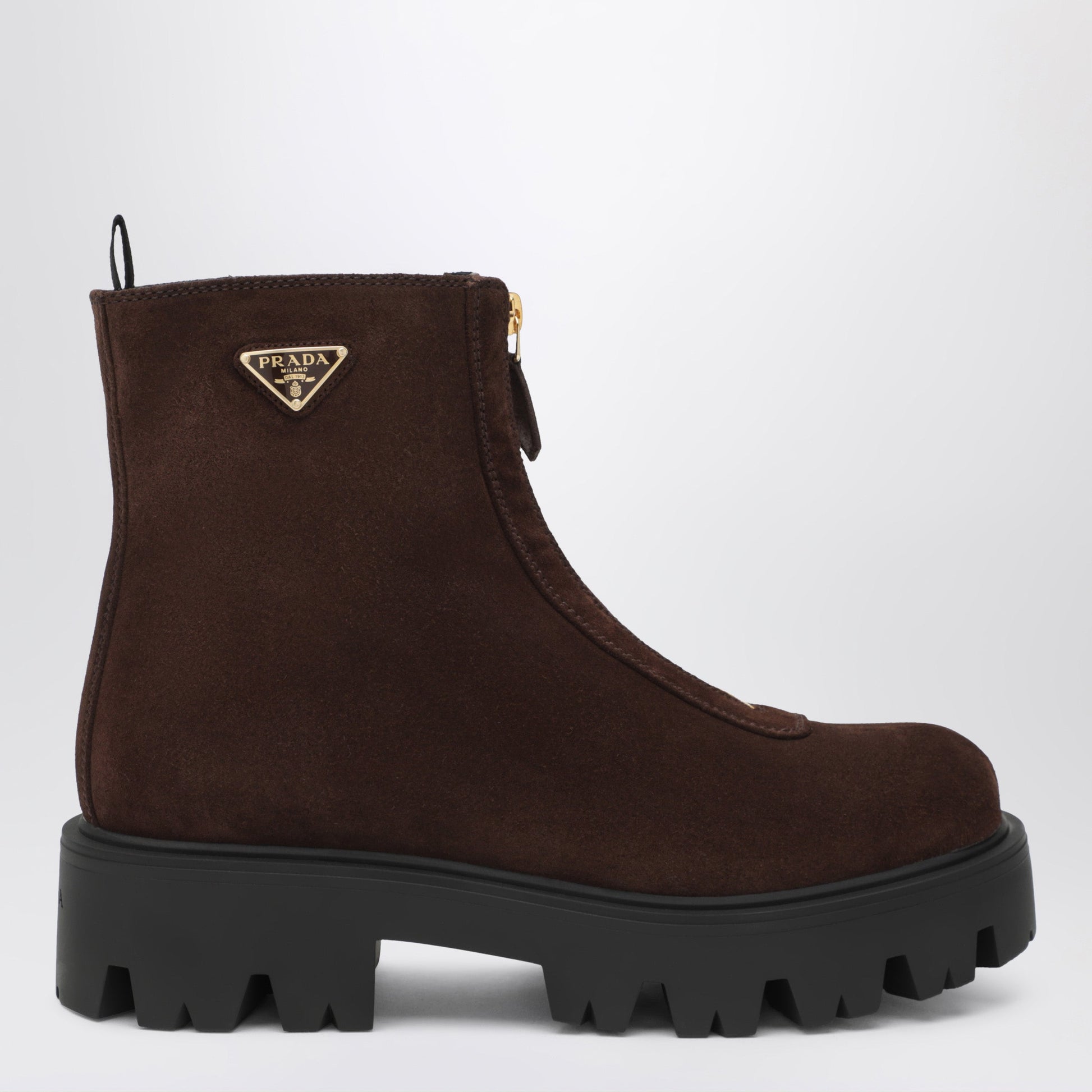 Prada Moro Suede Ankle Boots With Zip Women PRADA