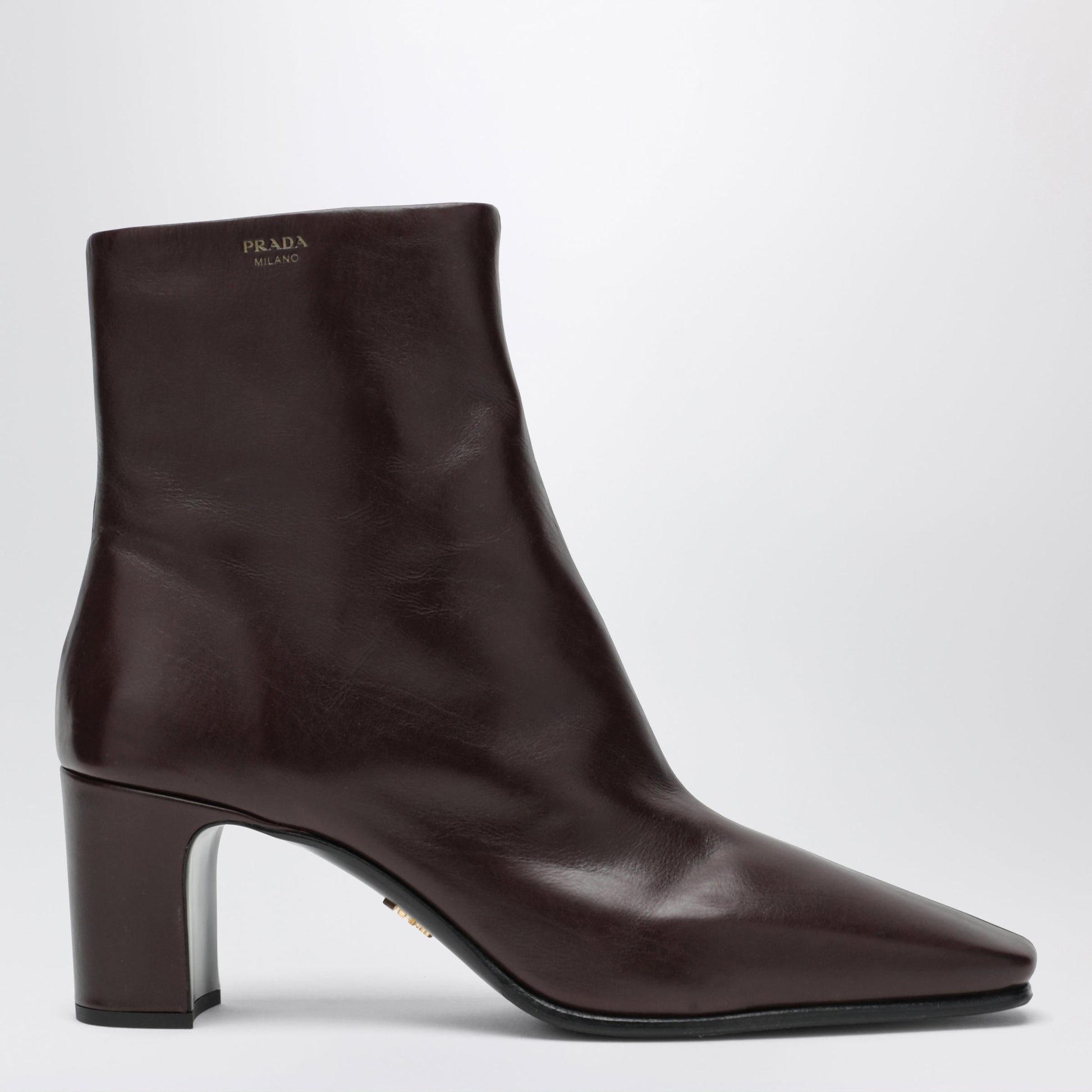 Prada Dark Brown Calfskin Ankle Boots Women PRADA