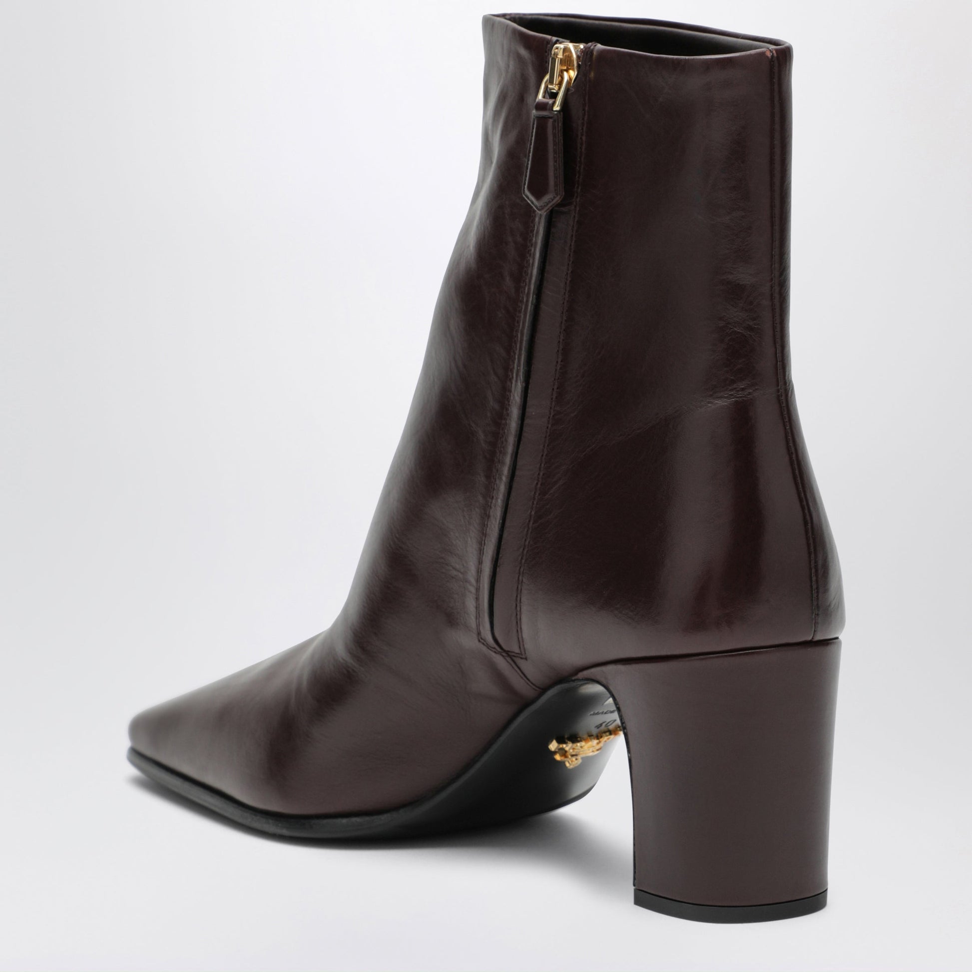 Prada Dark Brown Calfskin Ankle Boots Women PRADA