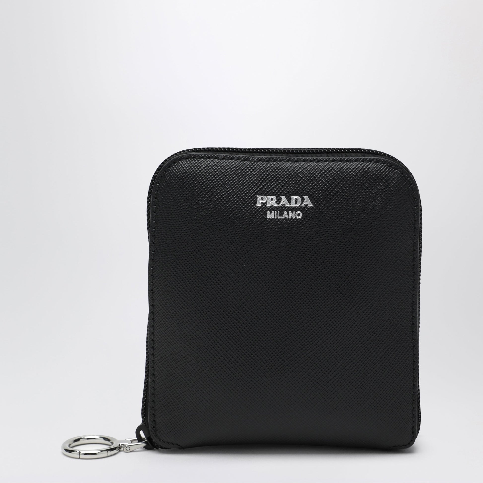 Prada Saffiano Leather Charm With Re-Nylon Tote Bag In Black Women PRADA
