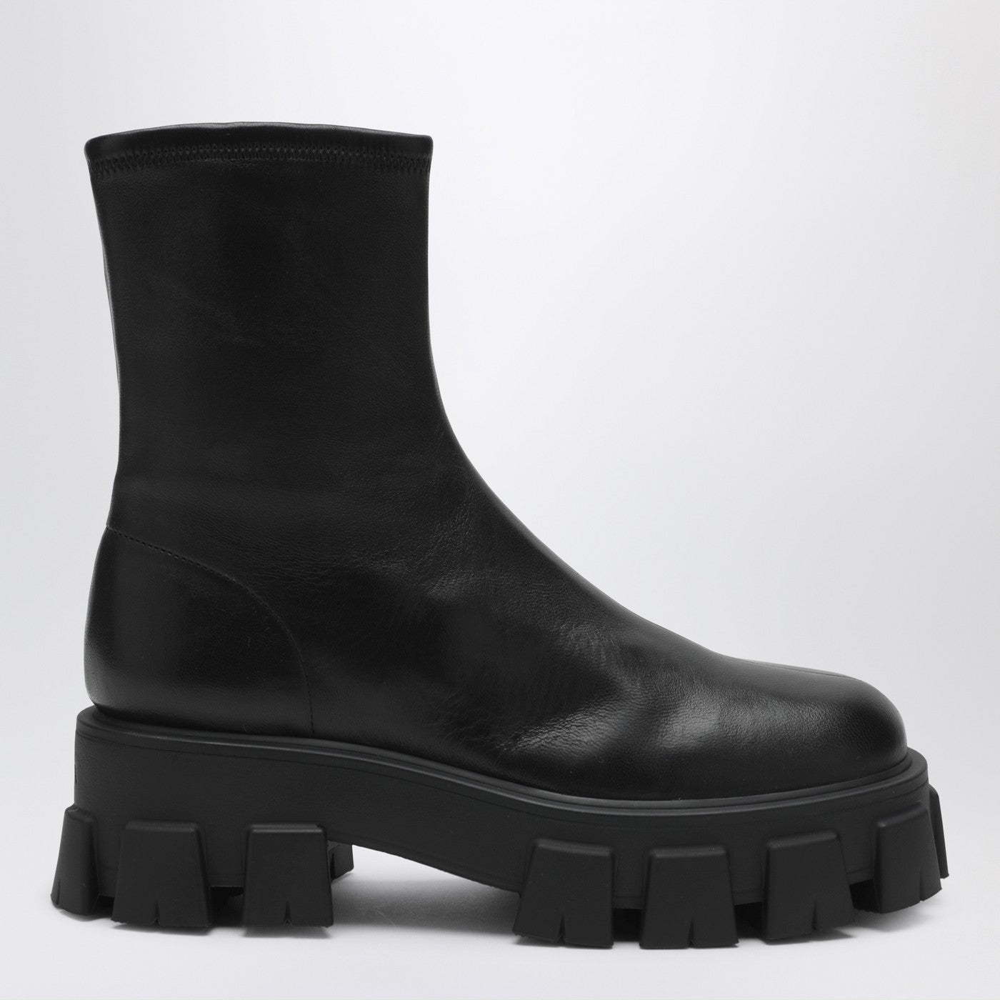 Prada Black Stretch Nappa Monolith Ankle Boots Women PRADA