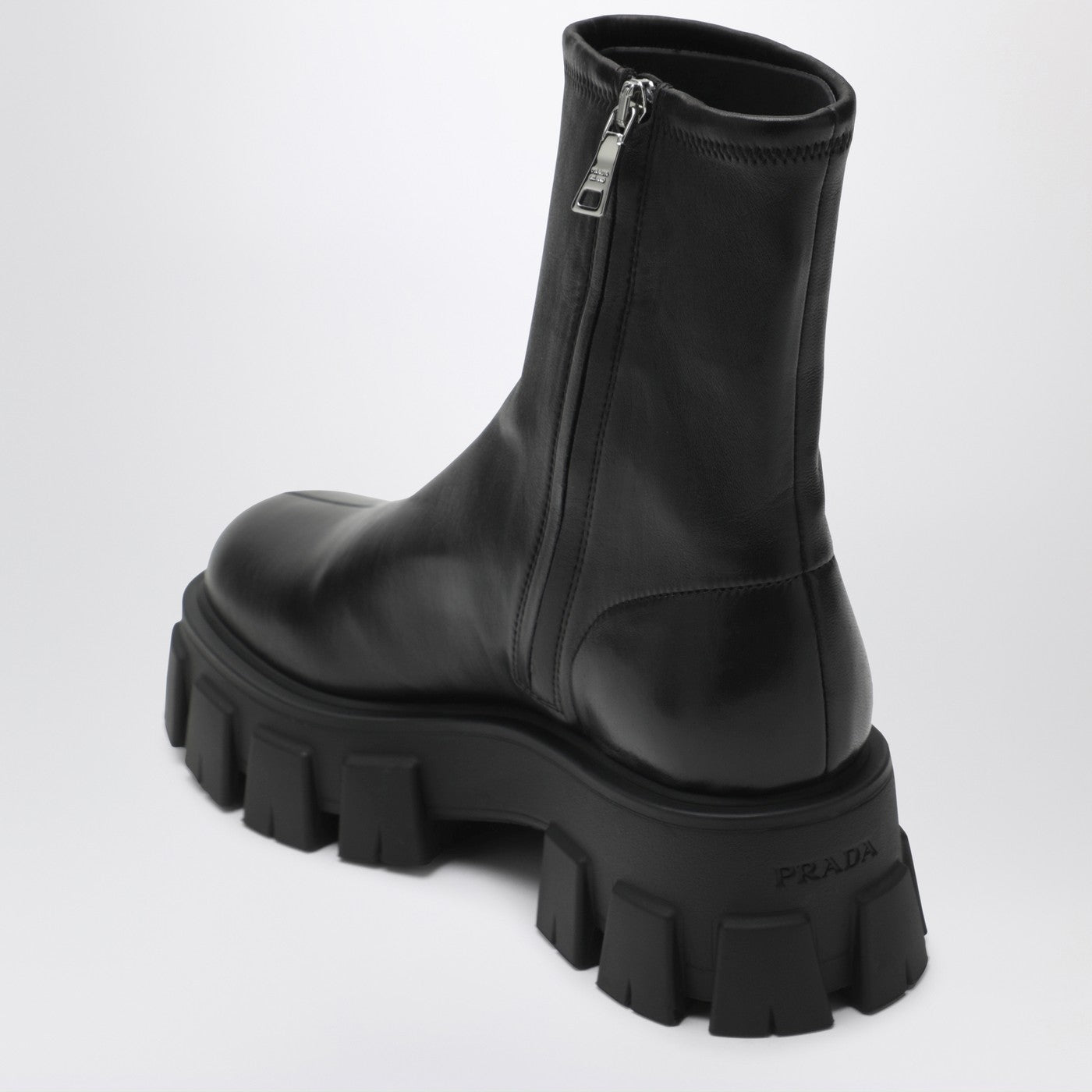 Prada Black Stretch Nappa Monolith Ankle Boots Women PRADA