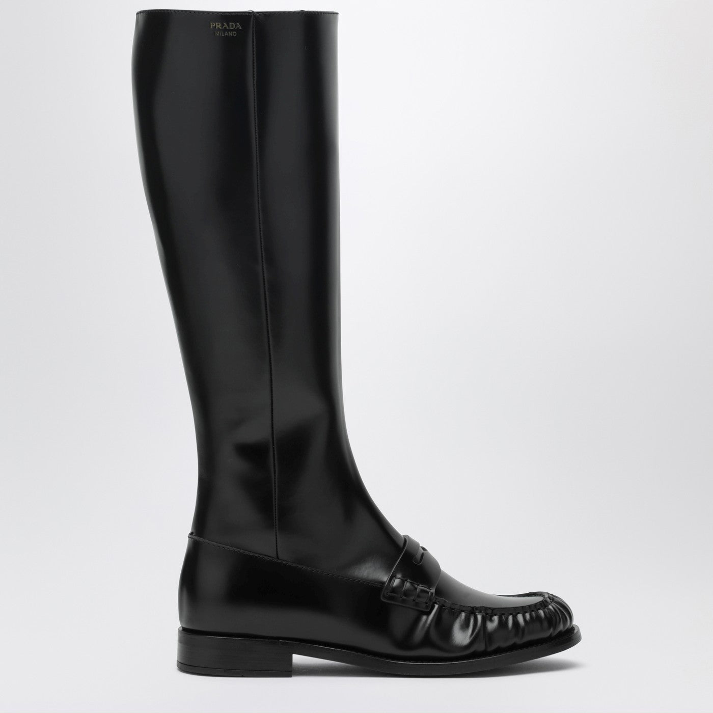 Prada Penny Boots In Black Glossy Leather Women PRADA
