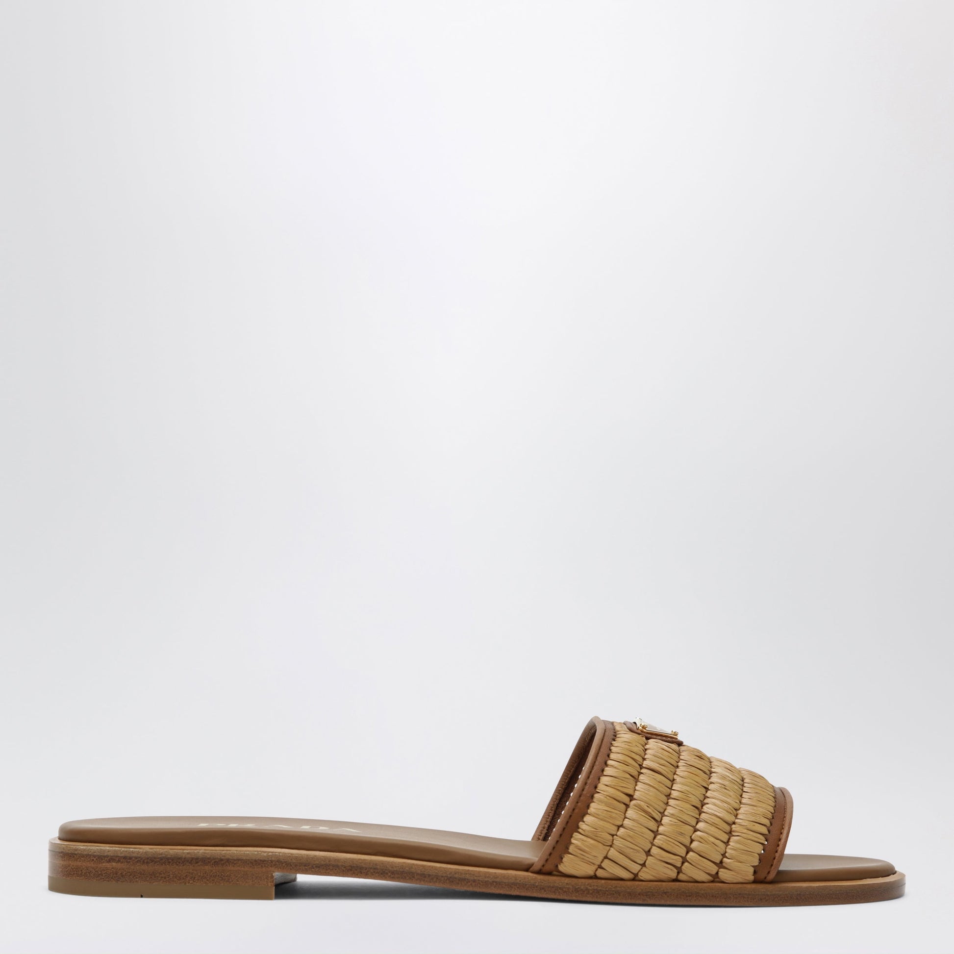 Prada Leather Slider Sandals With Crochet Details Women PRADA