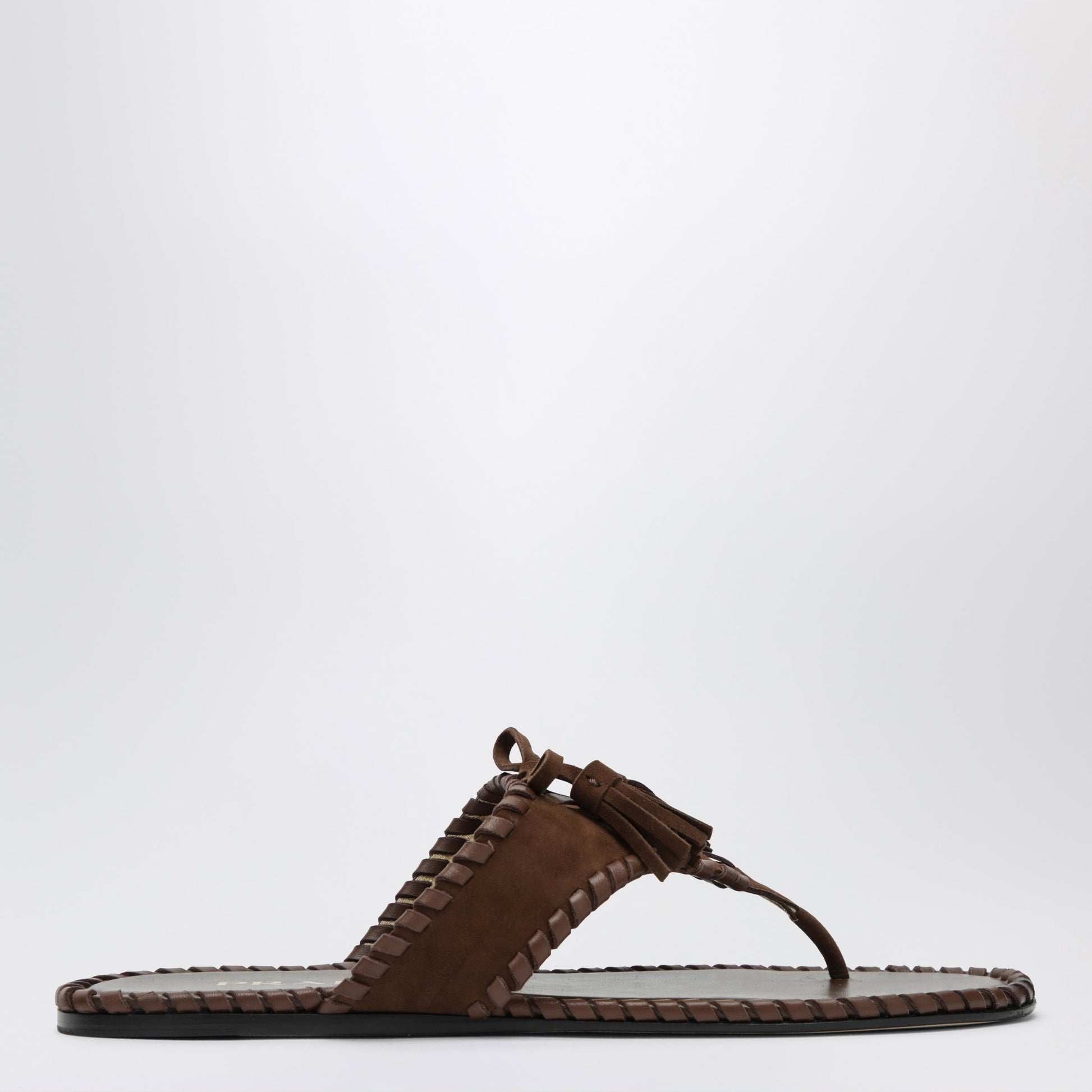 Prada Flip-Flops In Suede And Nappa Leather With Tassels Women PRADA