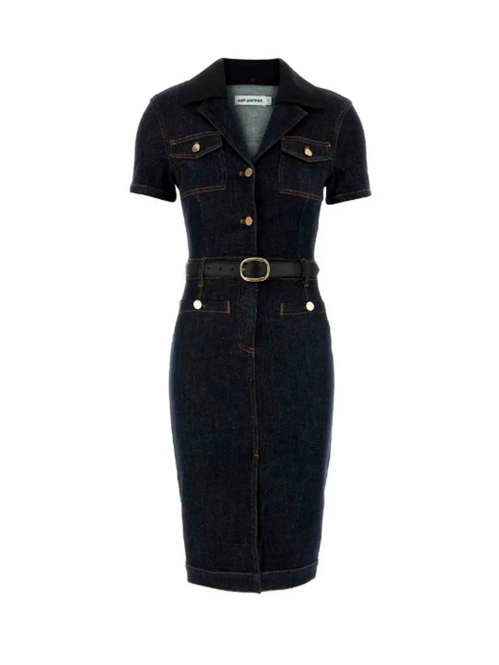 Self-Portrait Women Denim Midi Dress SELF-PORTRAIT