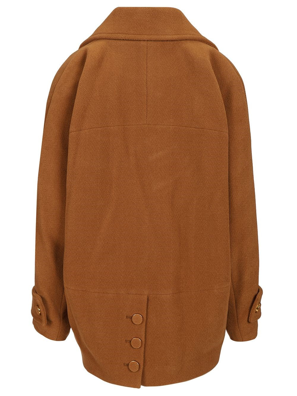 Chloe' Women Short Double-Breasted Wool Coat With Herringbone Pattern CHLOE