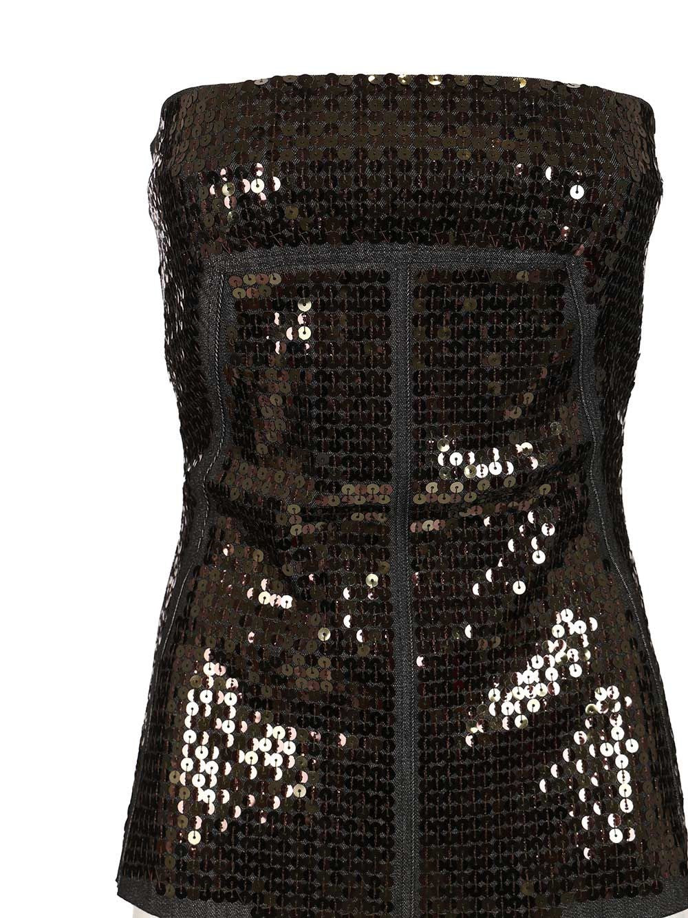 Rick Owens Women Denim Bustier Top With Sequins RICK OWENS