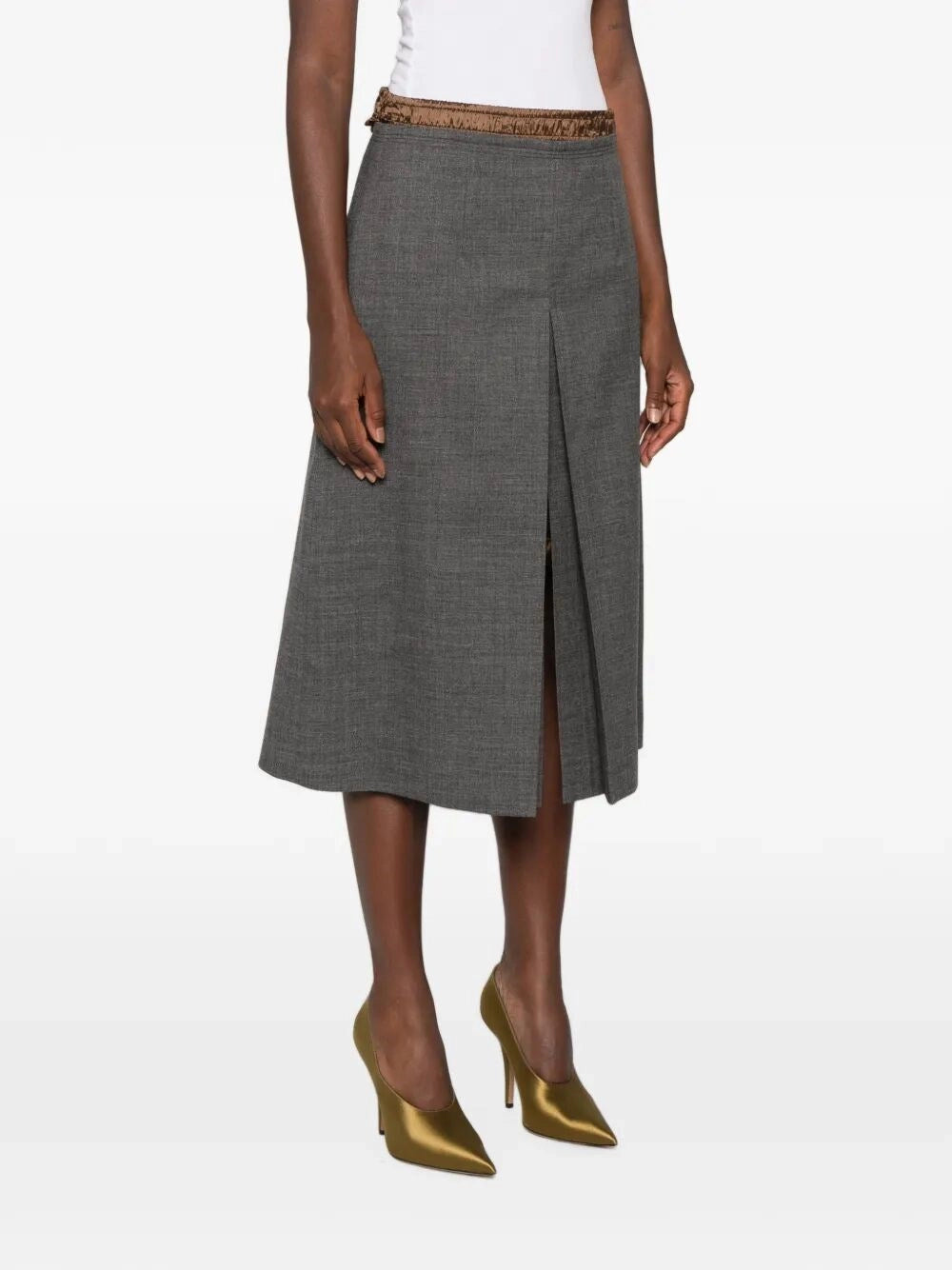 Prada Women Wool Skirt With Nylon Waistband PRADA