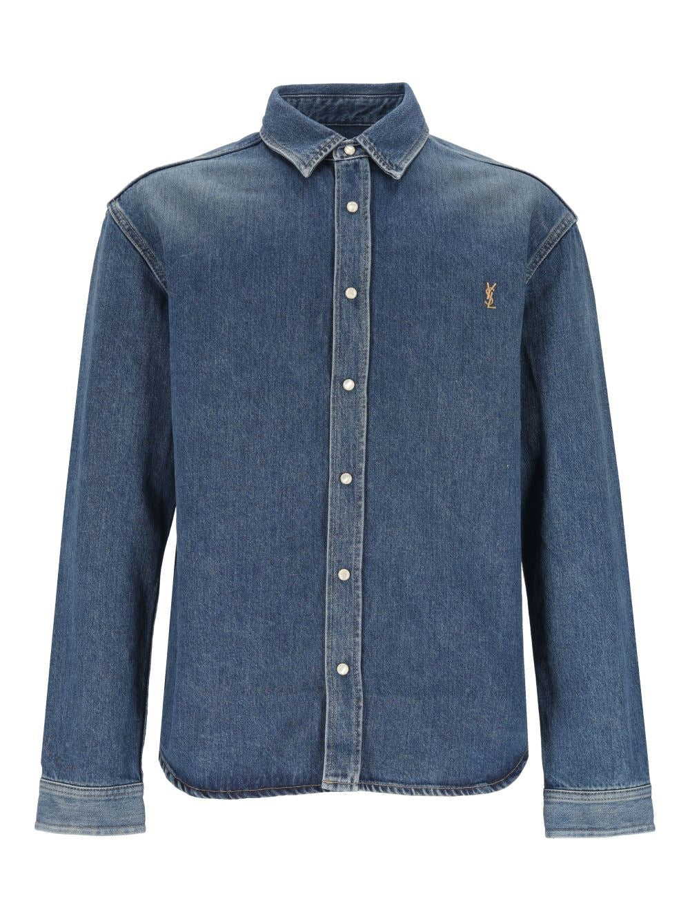 Saint Laurent Men Cassandre Denim Shirt SAINT LAURENT
