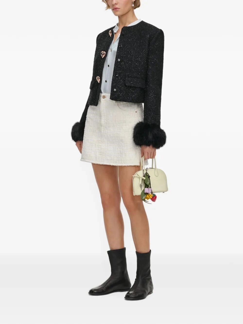 Self-Portrait Women Boucle Fur Cuff Jacket SELF-PORTRAIT