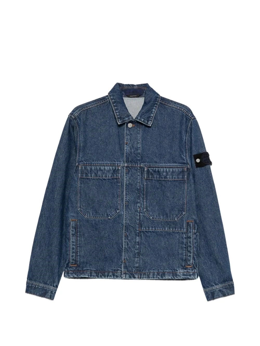 Stone Island Men `Indigo Grainy Wash` Biker Jacket STONE ISLAND