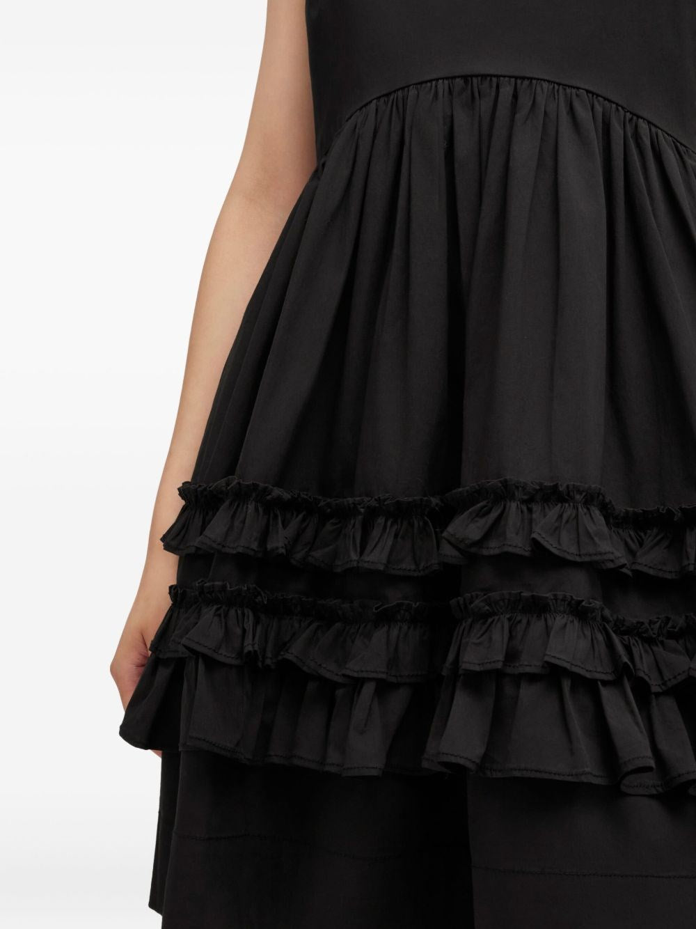 Ganni Women Black Mini Dress With Ruffles GANNI
