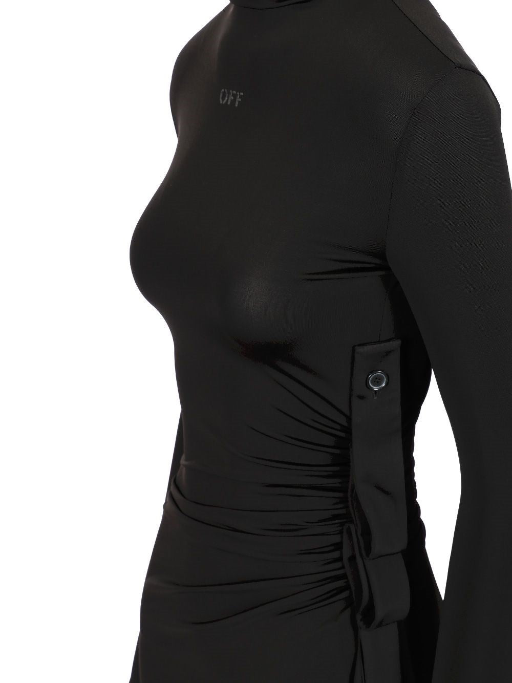 Off-White Women Sec Skin Draped Mini Dress Ls Black - Bl OFF-WHITE