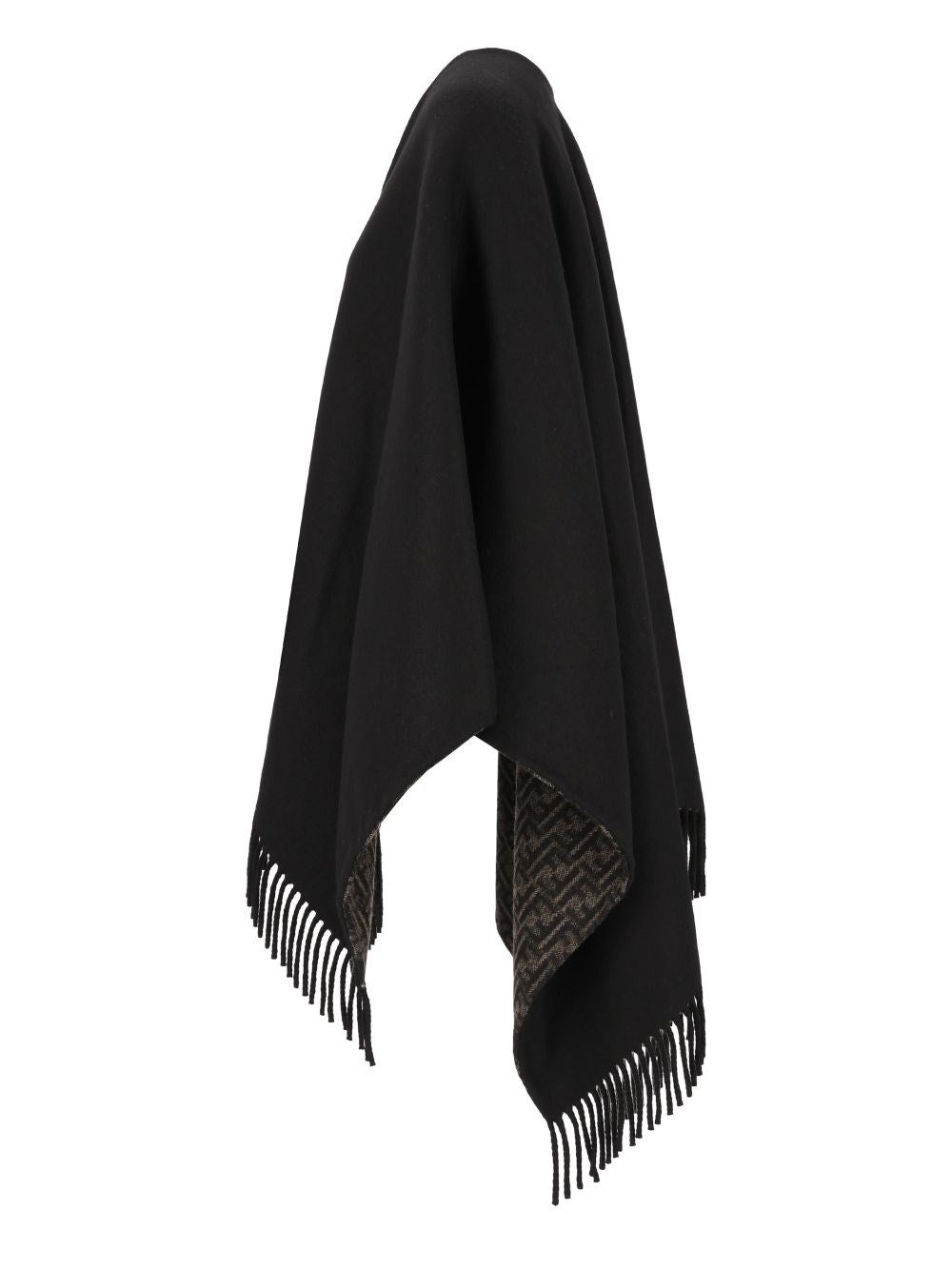 Fendi Women Ff Zucca Wool And Cashmere Poncho.