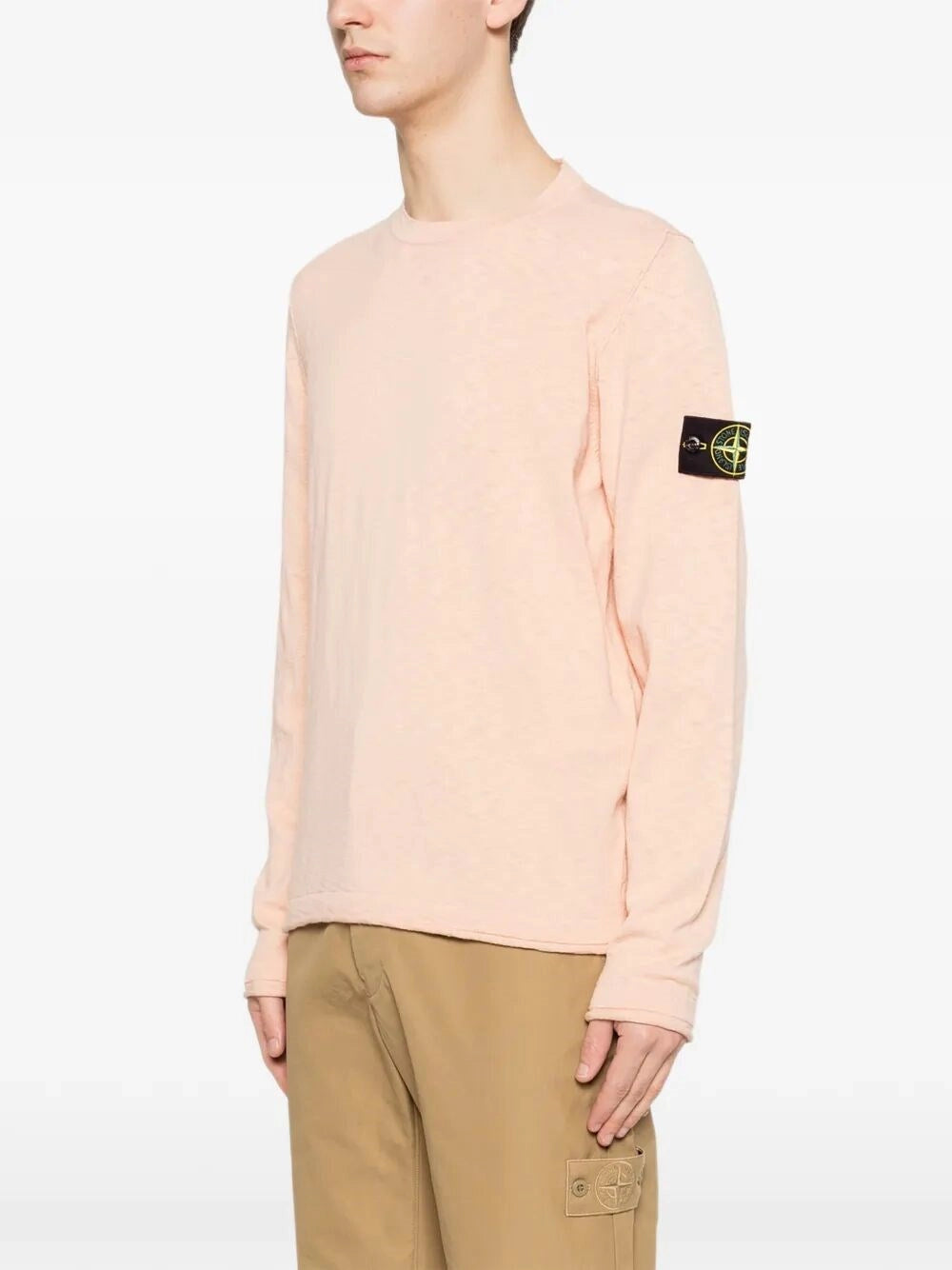 Stone Island Men Stocking Stitch Organic Cotton Nylon Crewneck