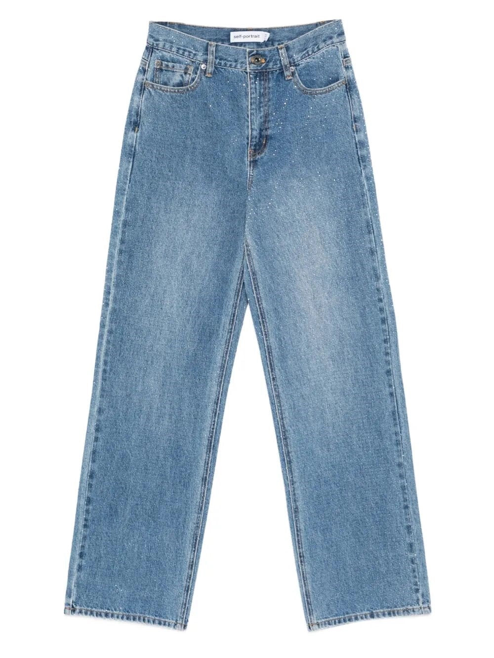Self-Portrait Women Rhinestone Denim Straight Leg Jeans SELF-PORTRAIT