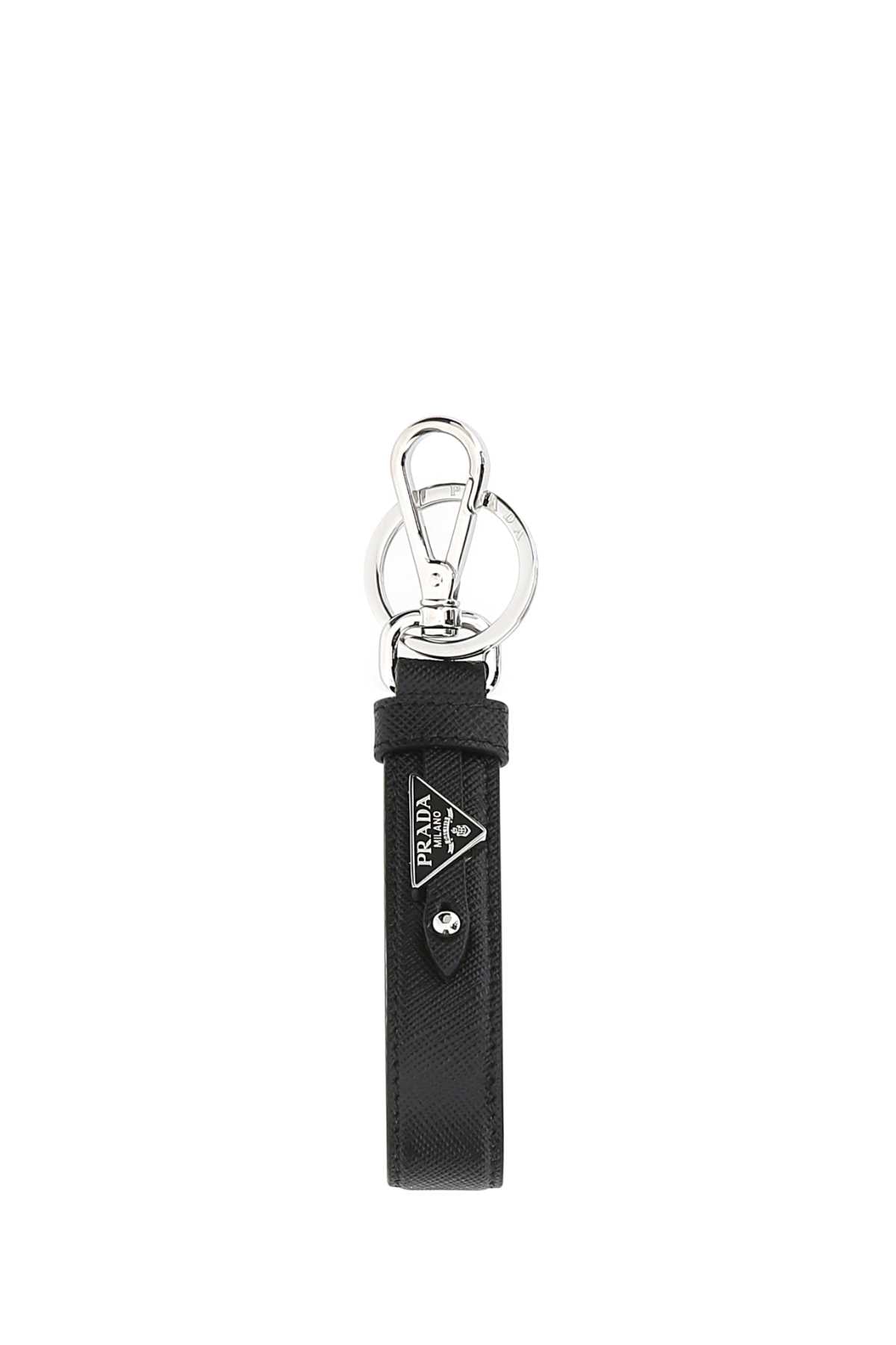 Prada Men Black Leather Key Ring PRADA